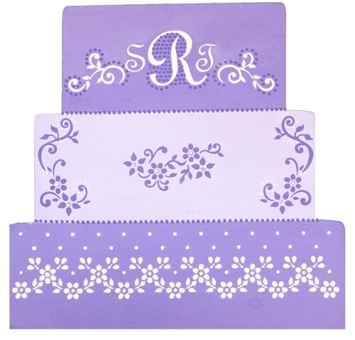 Swiss Dot Floral Lace Cake Stencil Side | C899 by Designer Stencils | Cake Decorating Tools | Baking Stencils for Royal Icing, Airbrush, Dusting Powder | Reusable Plastic Food Grade Stencil for Cakes | Easy to Use &#x26; Clean Cake Stencil