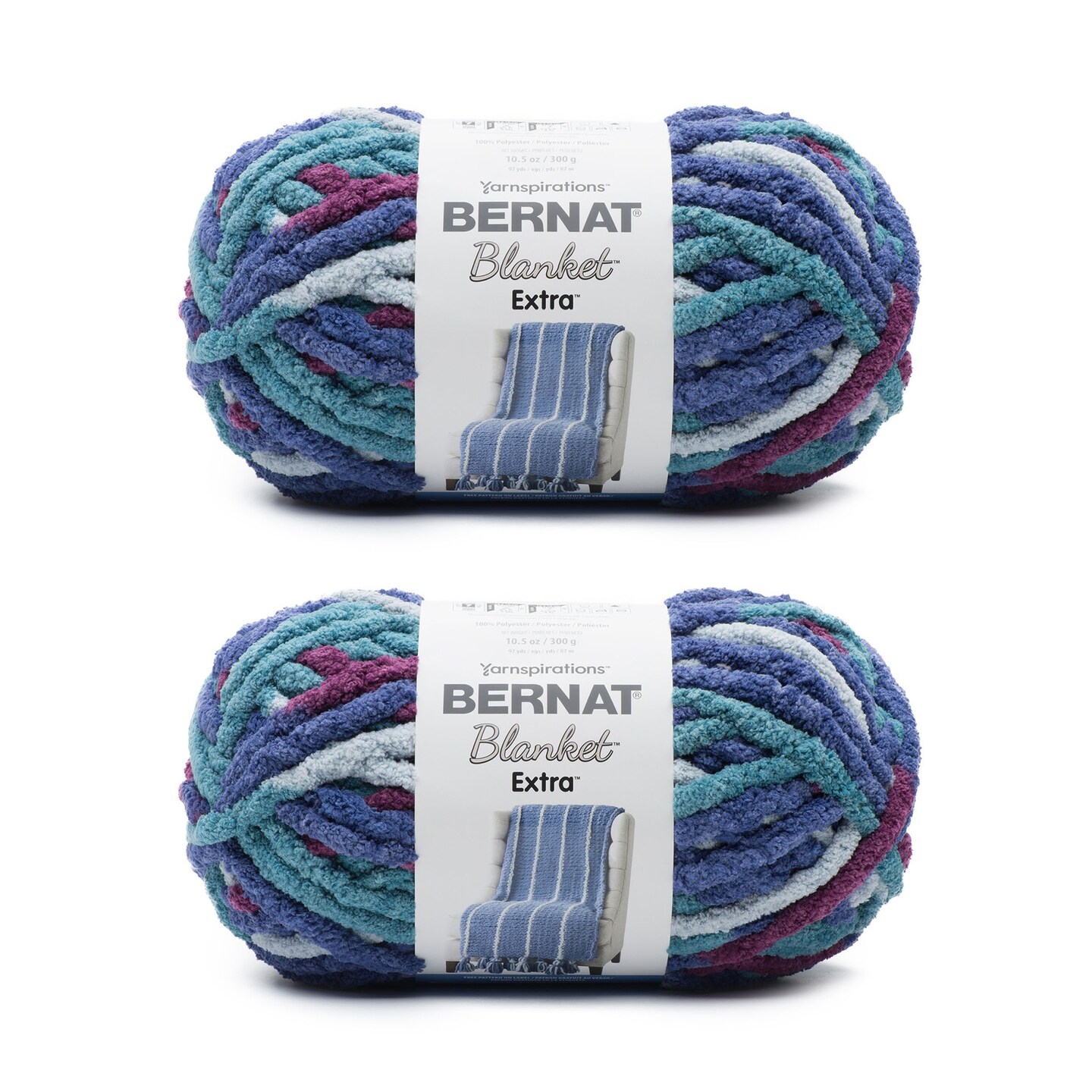 Bernat Blanket Extra Speckled Moonrise Yarn - 2 Pack of 300g/10.5oz - Polyester - 7 Jumbo - 97 Yards - Knitting/Crochet