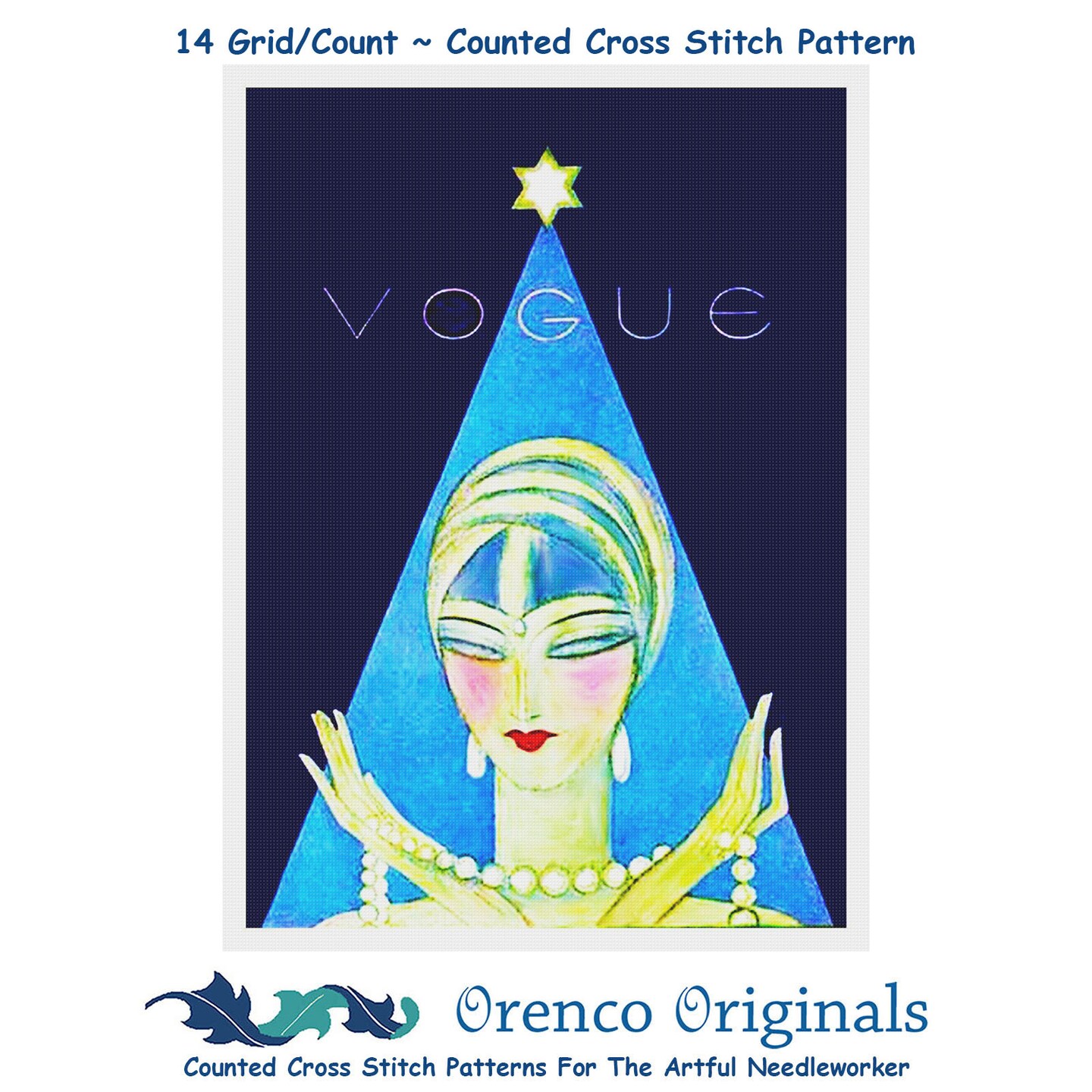 Art Deco Flapper with Pearls Vogue by Helen Dryden Counted Cross Stitch Pattern