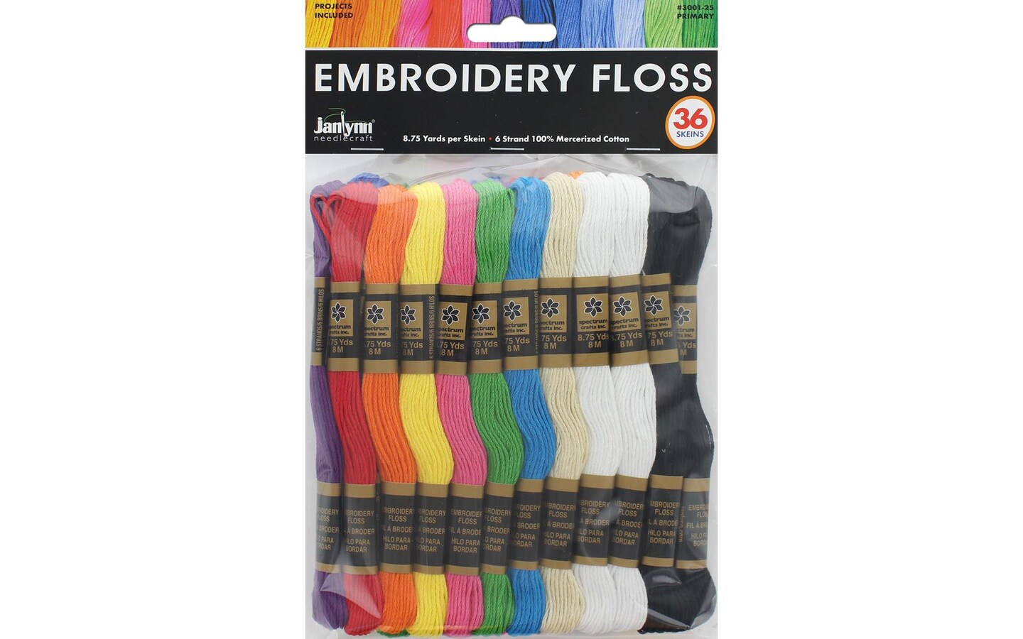 Janlynn Embroidery Floss 36pc Pack Primary