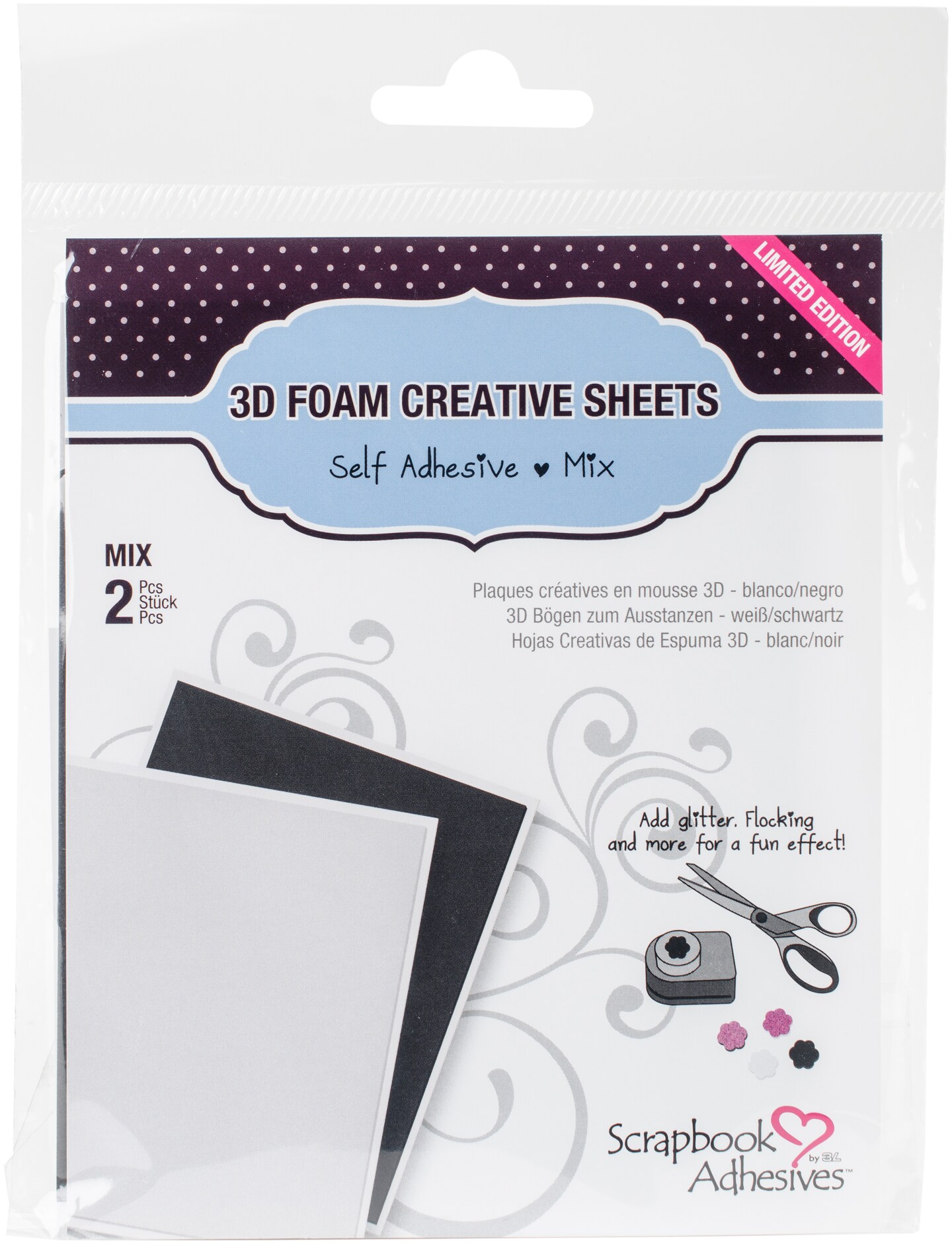 Scrapbook Adhesives 3D Foam Squares Variety Pack 217/Pkg - Black