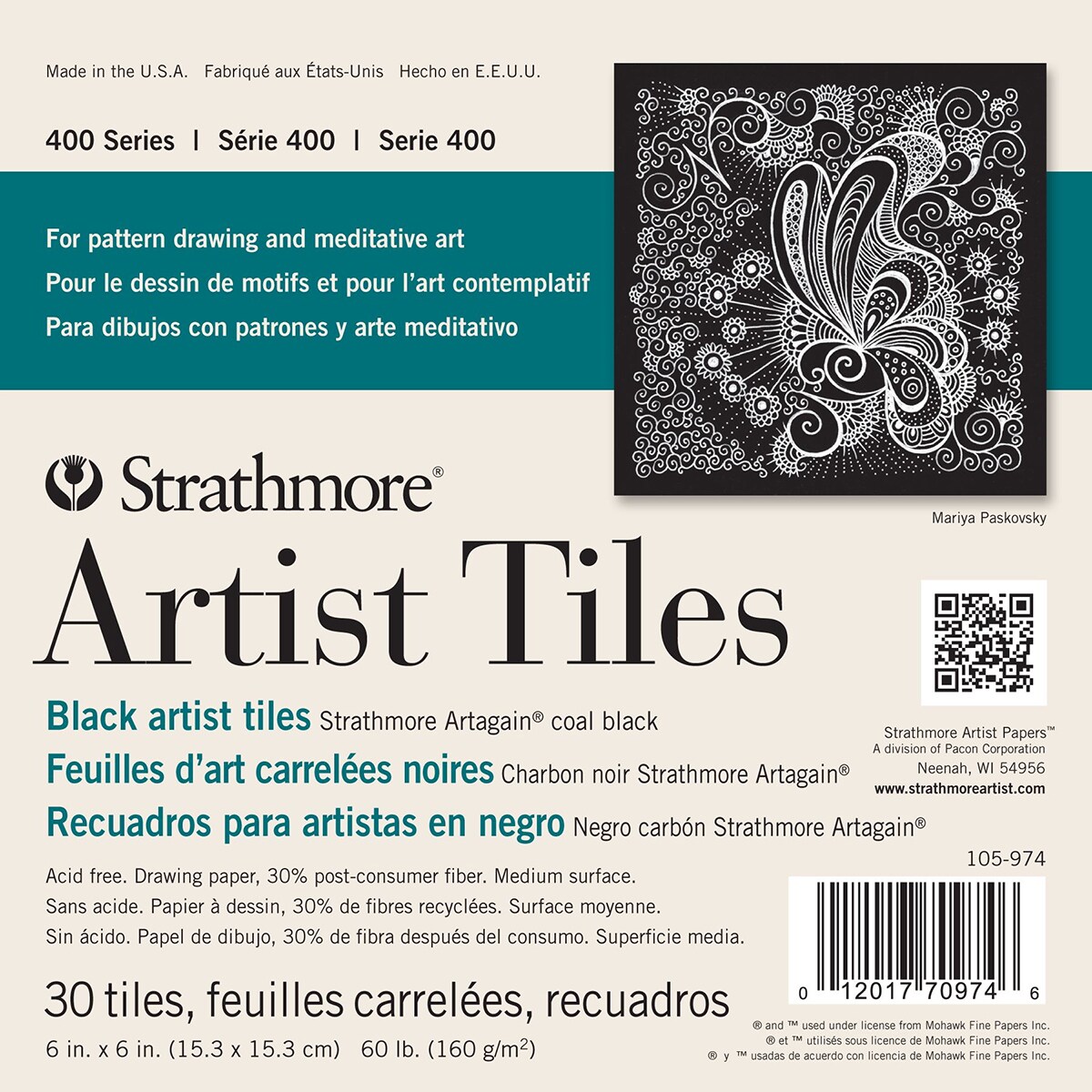 Strathmore Artist Tiles 6&#x22;X6&#x22; 30/Pkg-Black