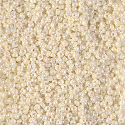Miyuki 11 Round Seed Bead, 11-486, Ivory Pearl Ceylon AB, 13 grams