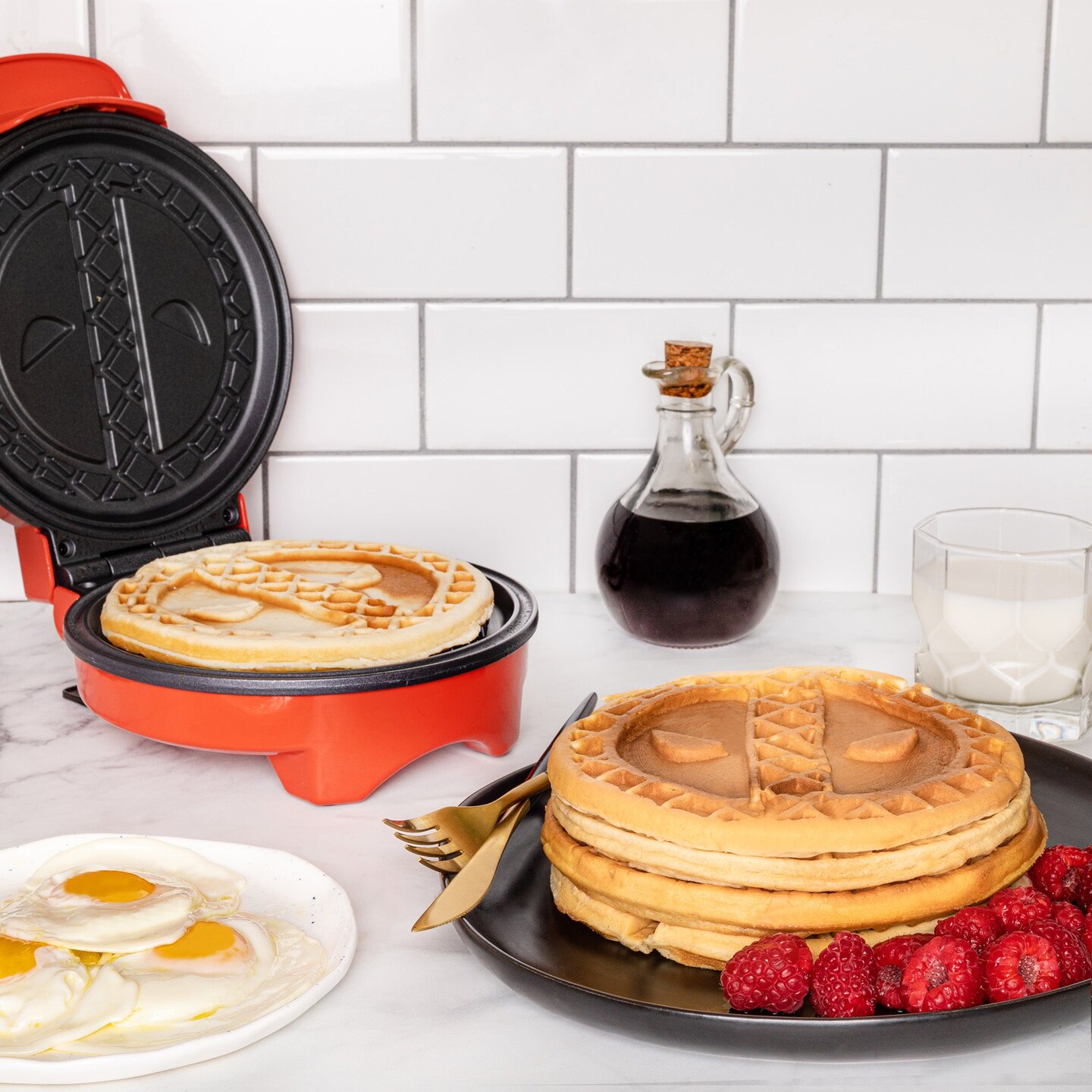 Uncanny Brands Marvel Deadpool Waffle Maker Small Kitchen Appliances