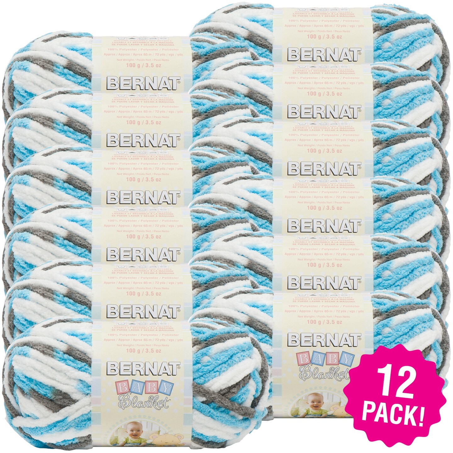 Multipack of 12 - Bernat Baby Blanket Yarn-Sail Away
