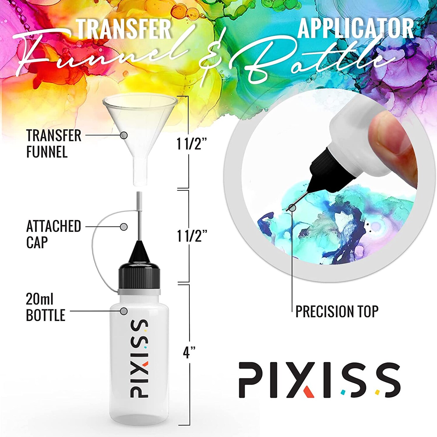 Pixiss Metallic Alcohol Ink Bundle, 5 Alcohol-Based Inks, 4oz White Alcohol Ink, Blower