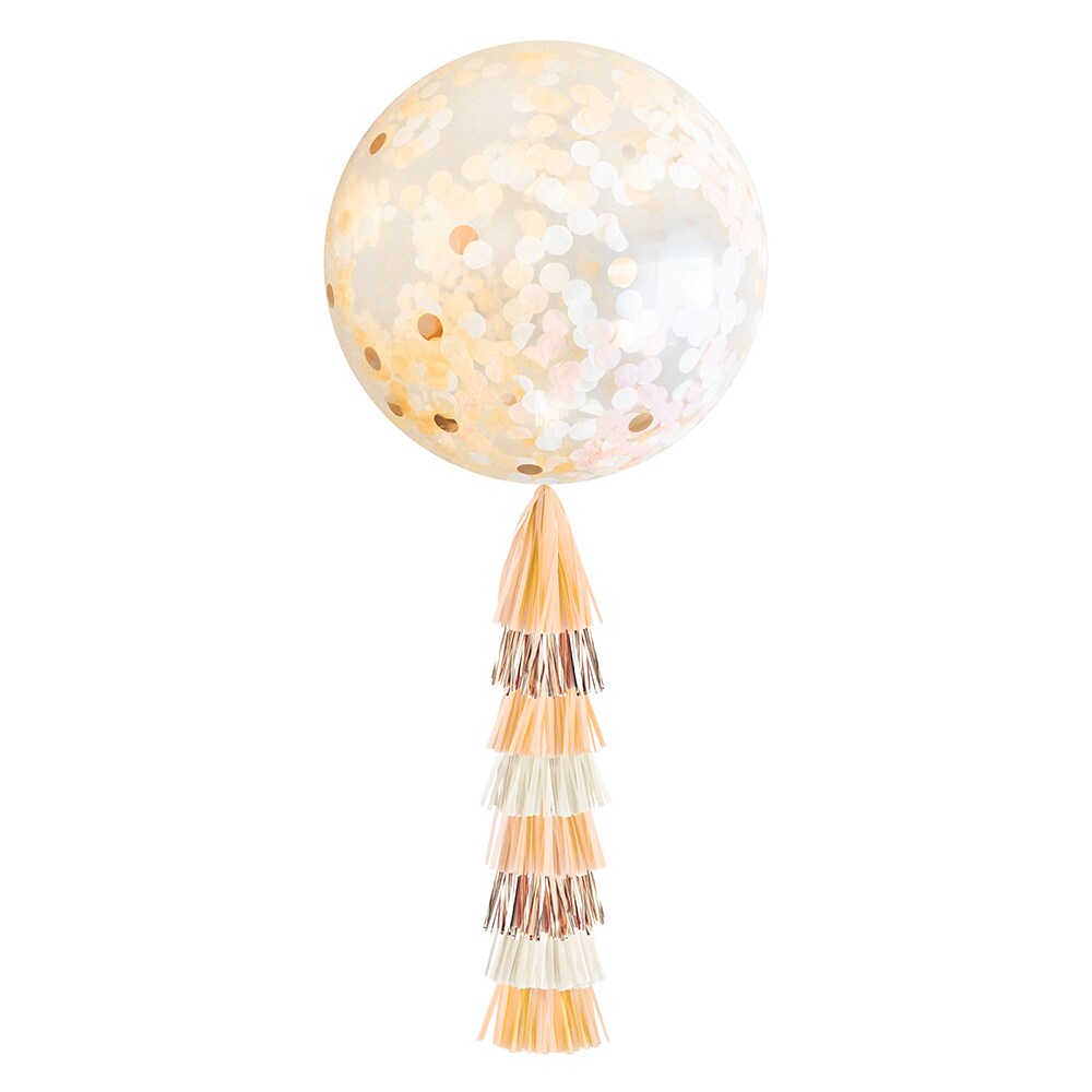 Jumbo Confetti Balloon &#x26; Tassel Tail - Peach &#x26; Rose Gold