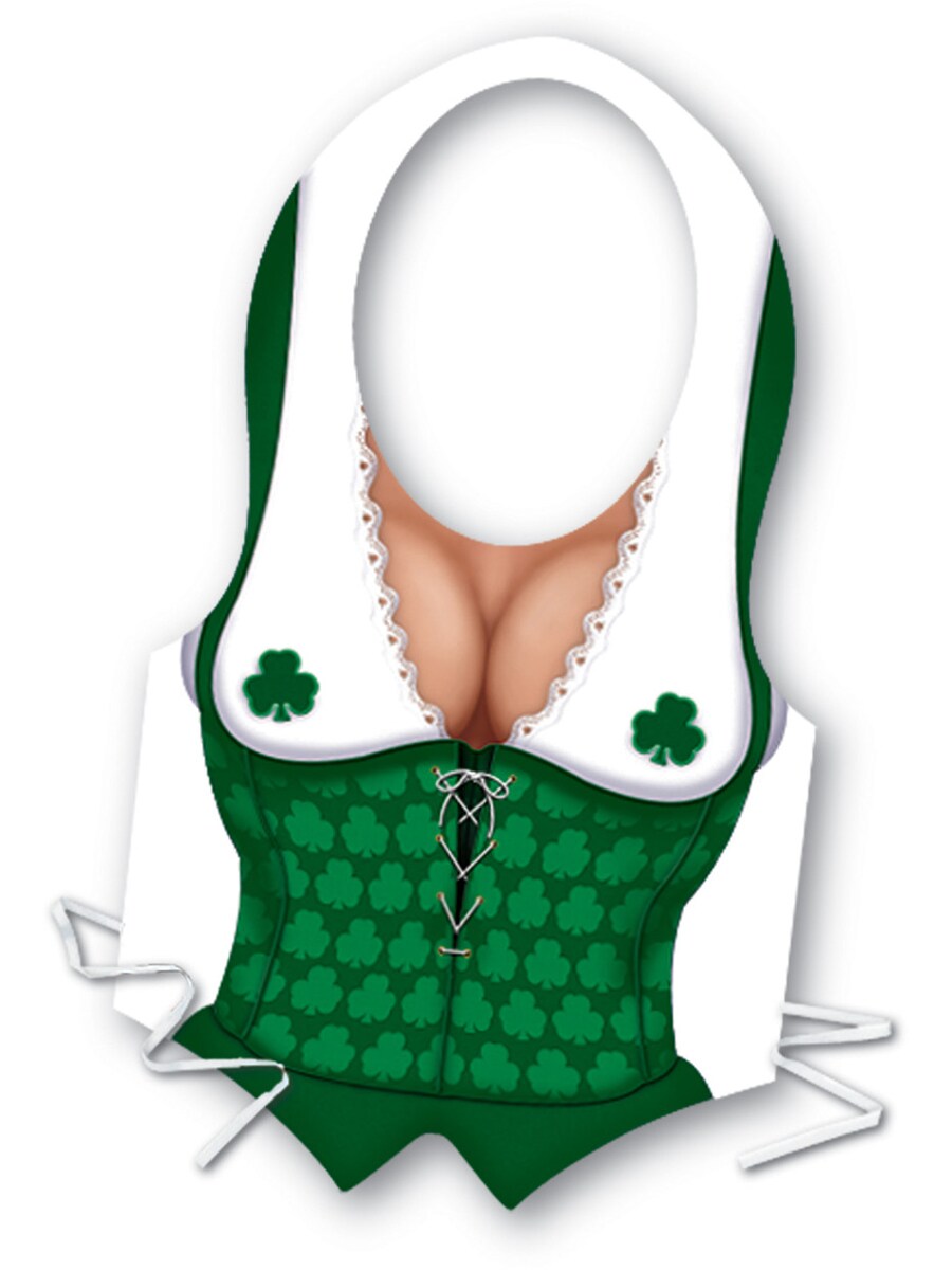 Adults Womens Plastic Irish Miss Vest Chest Piece Costume Accessory