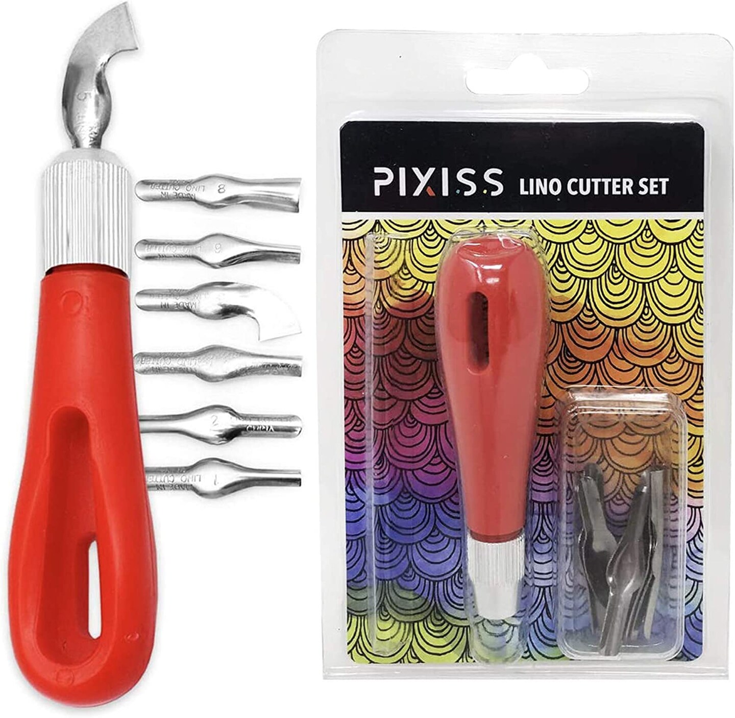 Pixiss Rubber Block Stamp Carving Kit with Cutter Tools, 25-Pack Carving Rubber Stamps