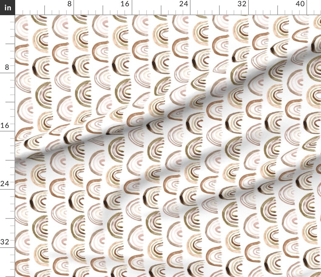 Boho Rainbows Rotated Neutral Nursery Earthy Colors Watercolor Modern Kids Beige Natural Custom Printed Fabric by Spoonflower Various Fabrics by the Yard or Fat Quarter