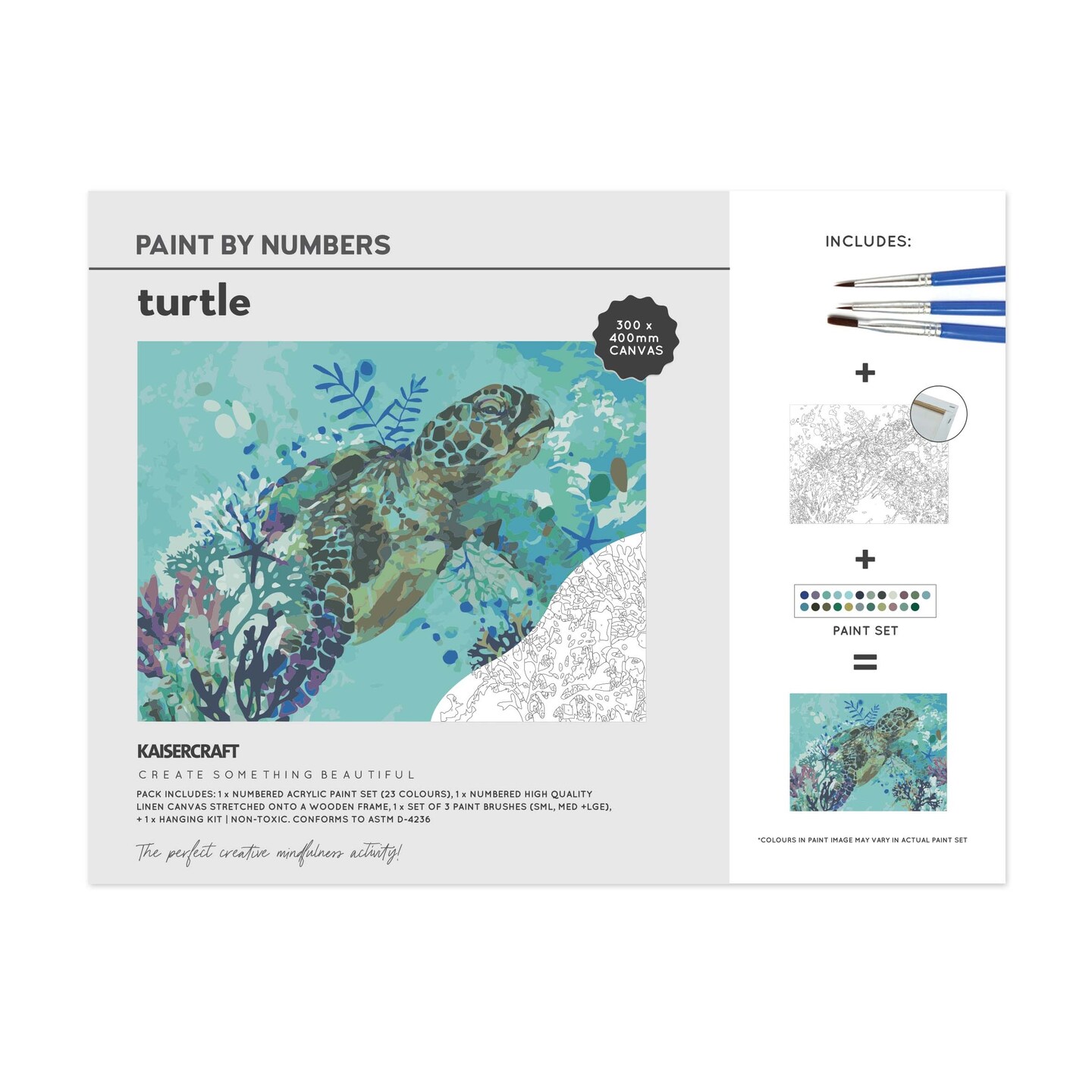Kaisercraft Paint By Number Canvas Kit 11.75&#x22;X15.75&#x22;-Turtle