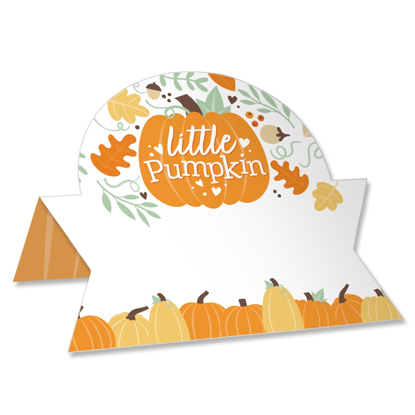 Big Dot of Happiness Little Pumpkin - Fall Birthday Party or Baby Shower Tent Buffet Card - Table Setting Name Place Cards - Set of 24