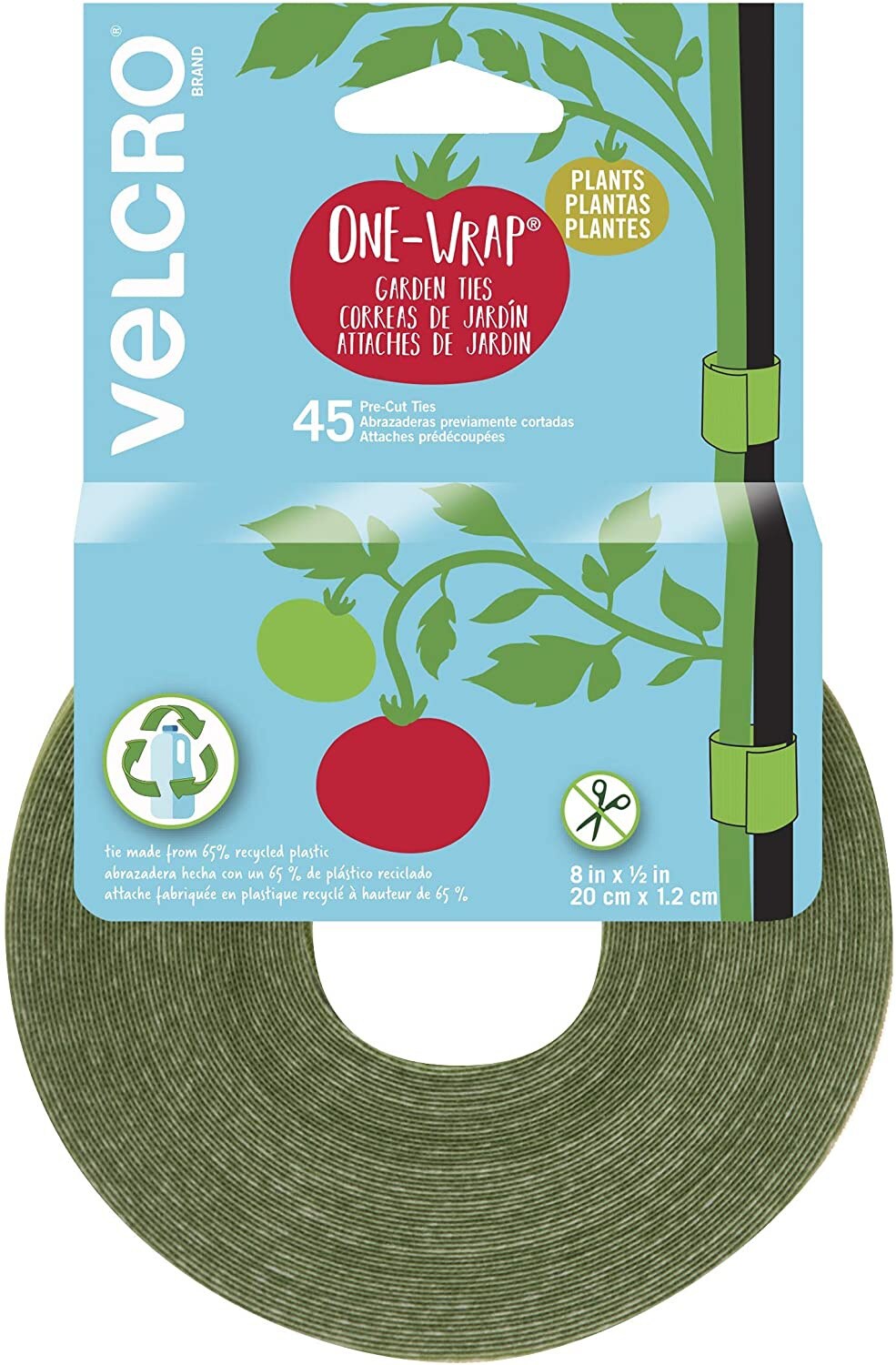 Velcro(R) One-Wrap Garden Ties .5&#x22;X8&#x22; 45/Pkg-Green