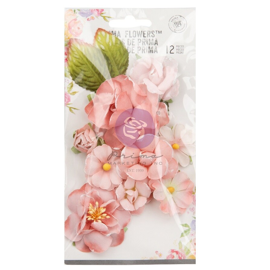 Prima Marketing Mulberry Paper Flowers-Sweet Things/Strawberry Milkshake