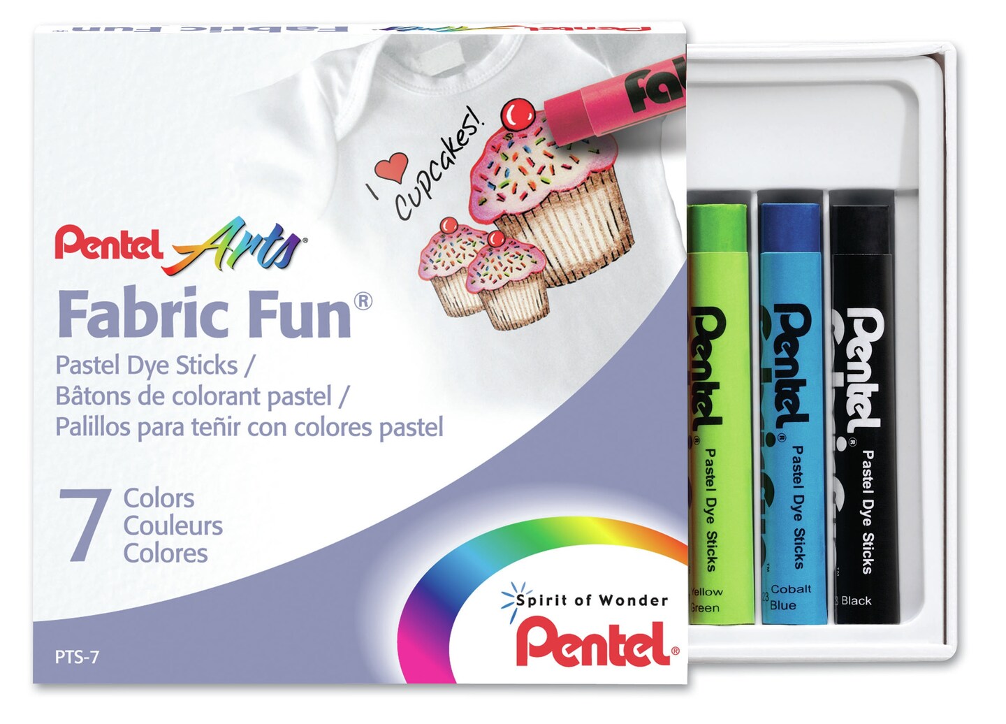 Pentel Arts Fabric Fun Pastel Dye Sticks 7/Pkg-Assorted Colors