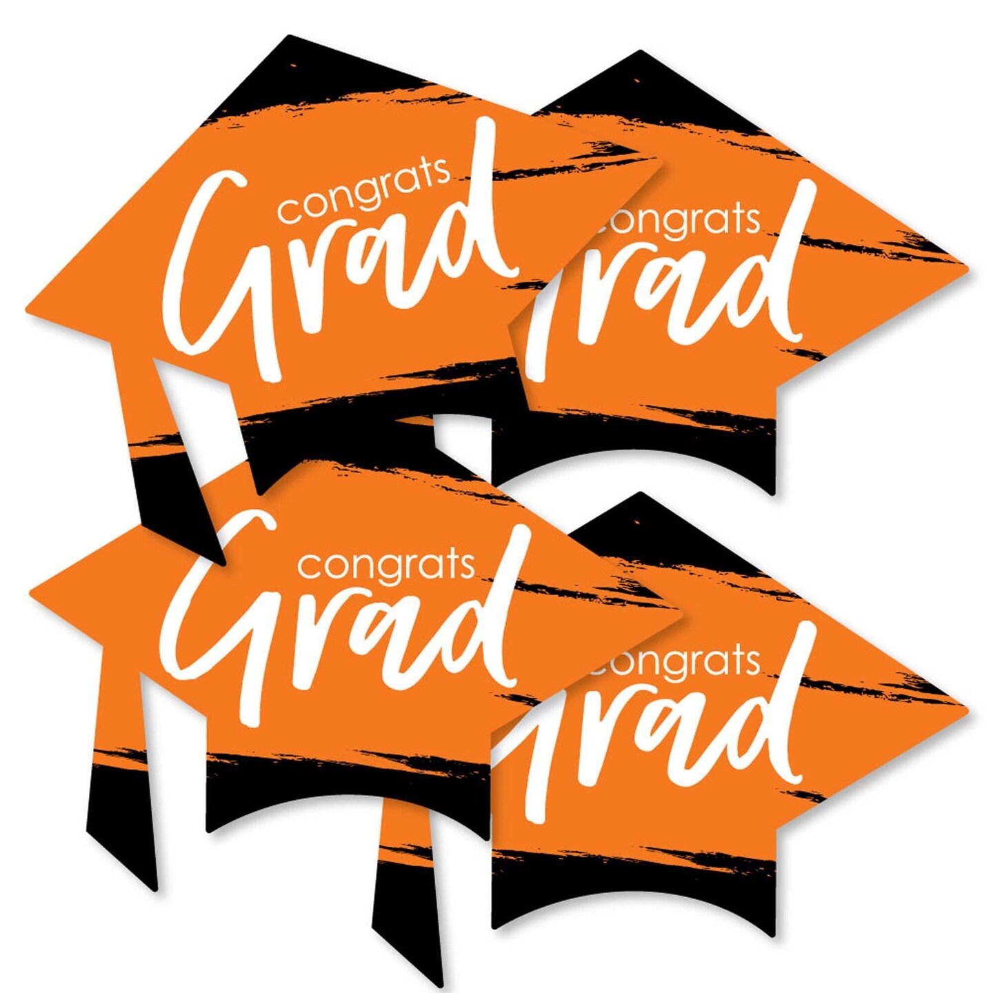 Big Dot of Happiness Orange Graduation - Grad Cap Decorations DIY Party Essentials - Set of 20