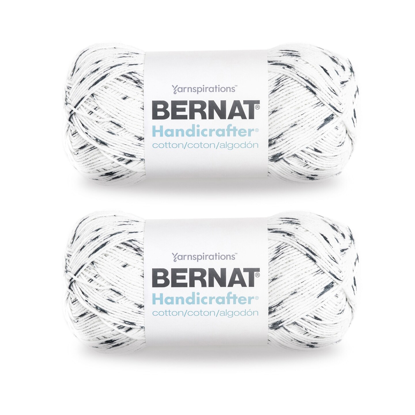 Bernat Handicrafter Cotton Big Ball Salt &#x26; Pepper Yarn - 2 Pack of 340g/12oz - Cotton - 4 Medium (Worsted) - 608 Yards - Knitting/Crochet