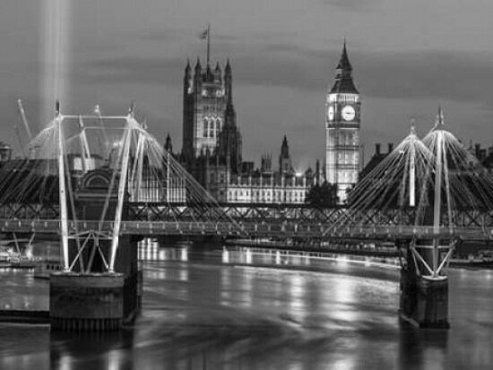 Evening view of Golden Jubilee over River Thames with Westminster Abby Poster Print by  Assaf Frank - Item # VARPDXAF20140810025C02