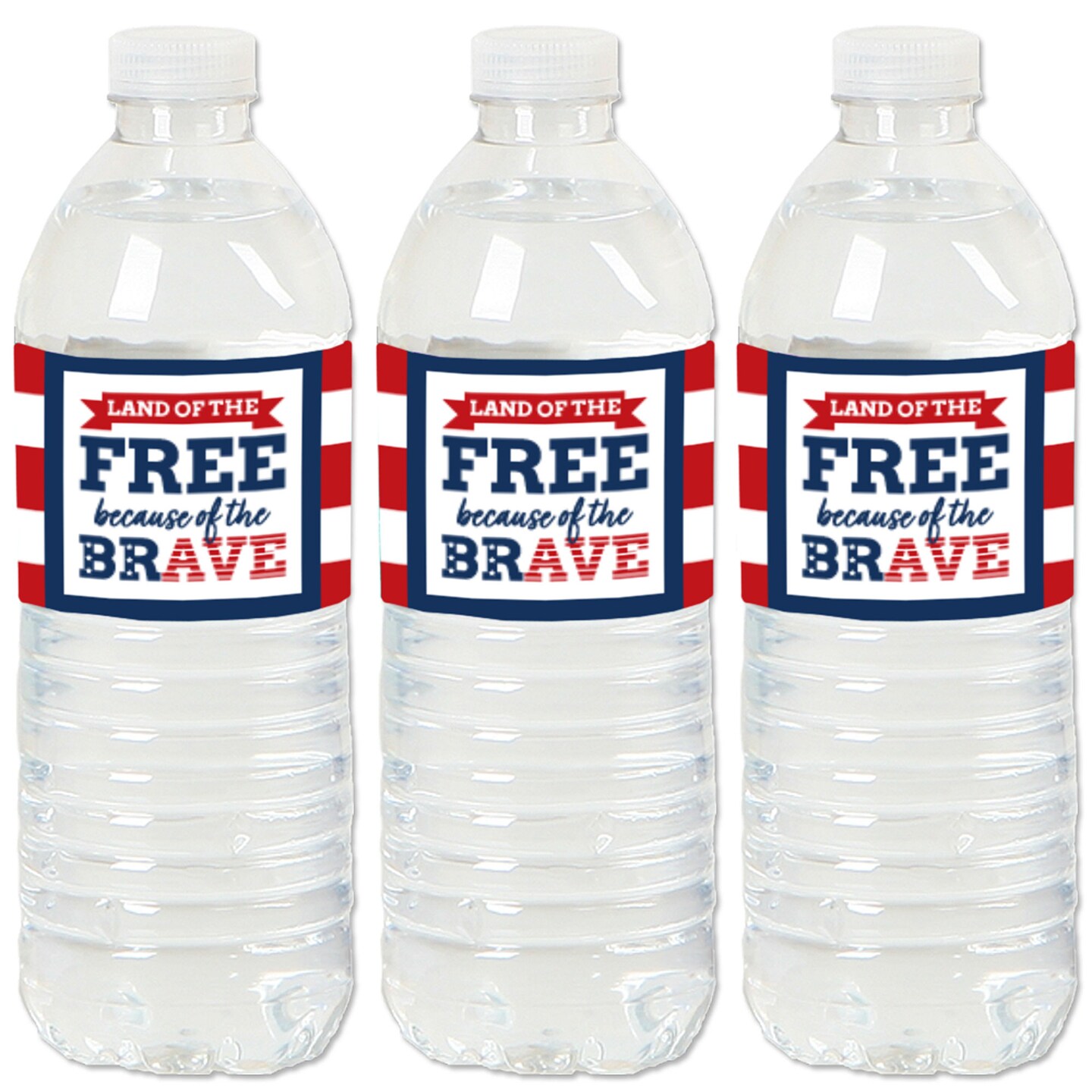 Big Dot of Happiness Happy Veterans Day - Patriotic Water Bottle Sticker Labels - Set of 20