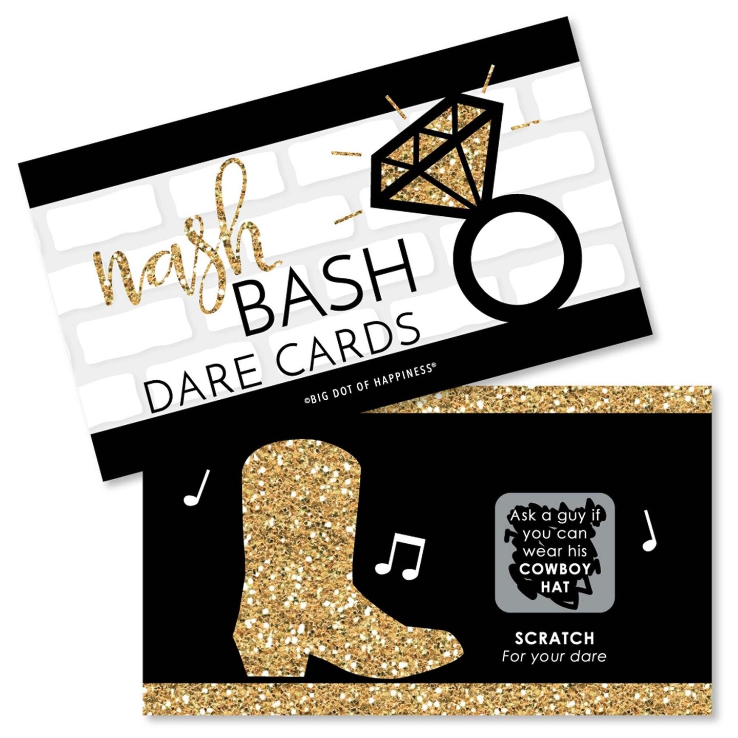 Big Dot of Happiness Nash Bash - Nashville Bachelorette Party Game Scratch Off Dare Cards - 22 Count