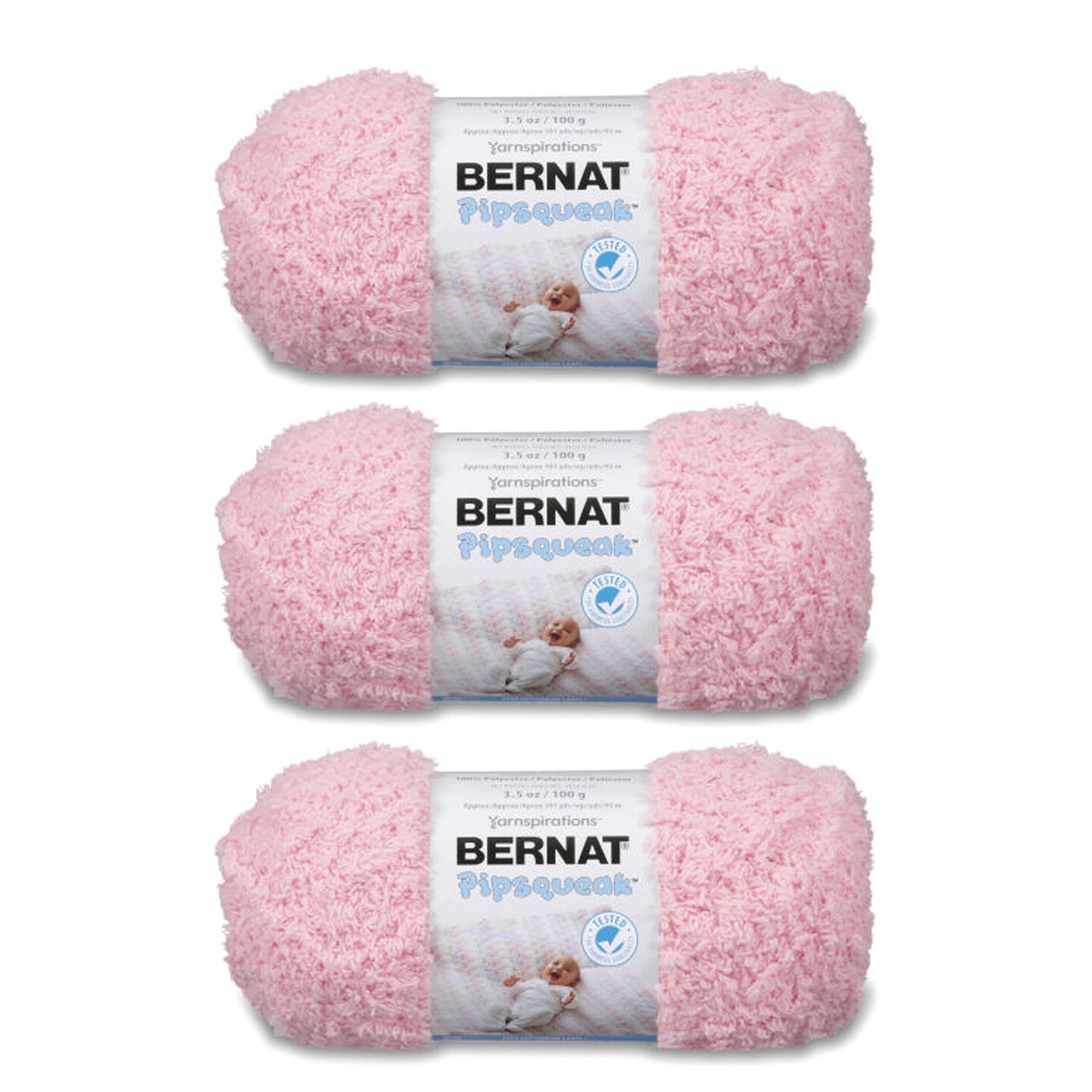 Bernat Pipsqueak Tickle Me Pink Yarn - 3 Pack of 100g/3.5oz - Polyester - 5 Bulky - 101 Yards - Knitting/Crochet