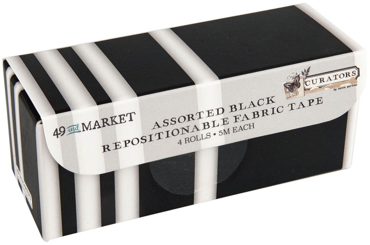 49 And Market Curators Fabric Tape Set 4/Rolls-All Black Assortment