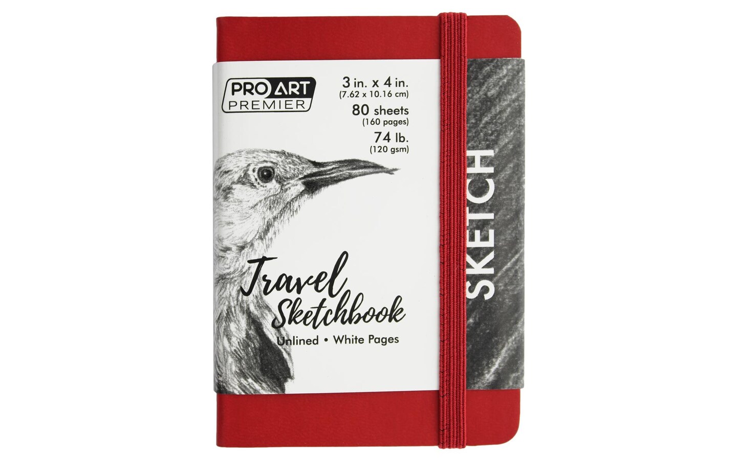 Pro Art Premier Sketch Book Travel 4&#x22;x 3&#x22; White 74lb Red 80 Sheets, Sketch Book, Sketchbook, Drawing Pad, Sketch Pad, Drawing Paper, Art Book, Drawing Book, Art Paper, Sketchbook for Drawing