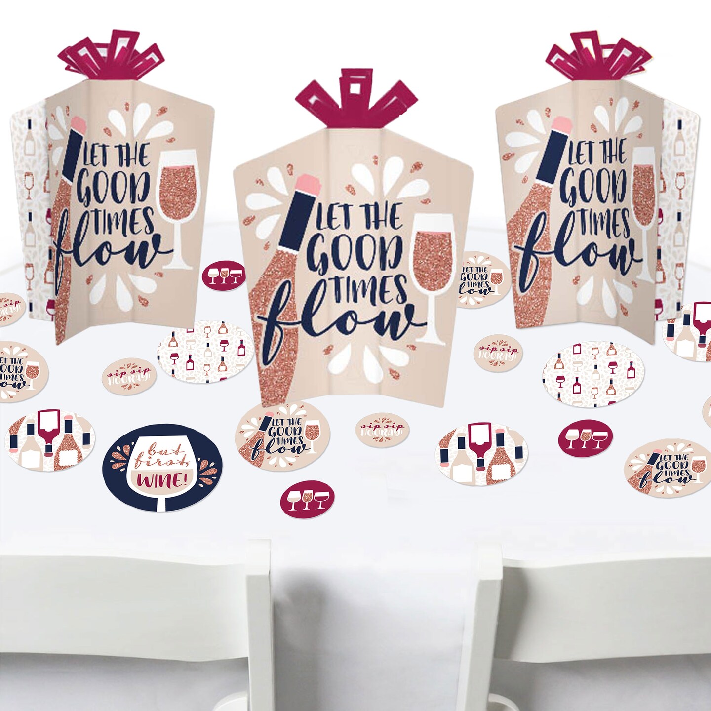 Big Dot of Happiness But First, Wine - Wine Tasting Party Decor and Confetti - Terrific Table Centerpiece Kit - Set of 30