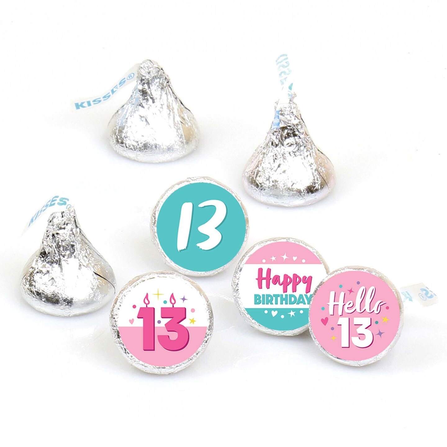 Big Dot of Happiness Girl 13th Birthday - Official Teenager Birthday Party Round Candy Sticker Favors - Labels Fits Chocolate Candy (1 sheet of 108)