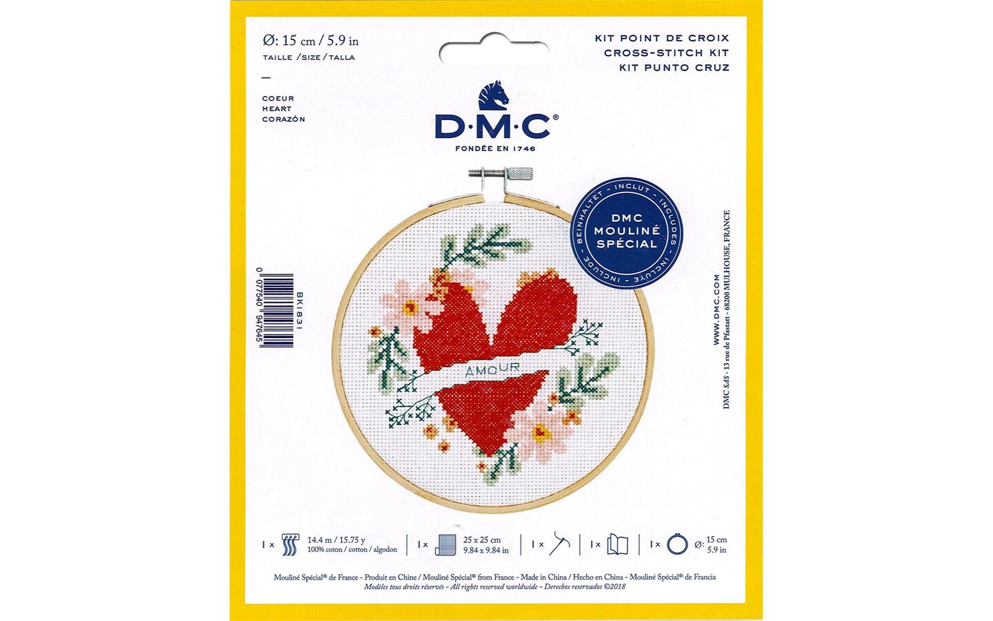 DMC Counted Cross Stitch Kit Heart