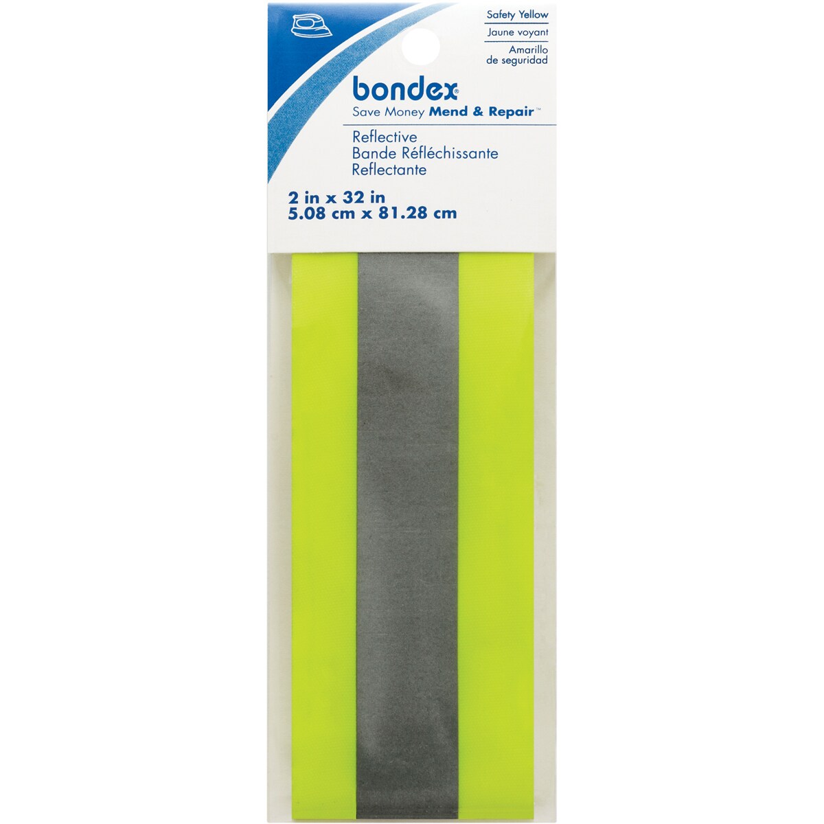 Bondex Iron-On Fluorescent Reflective Tape 2"X32"-Yellow