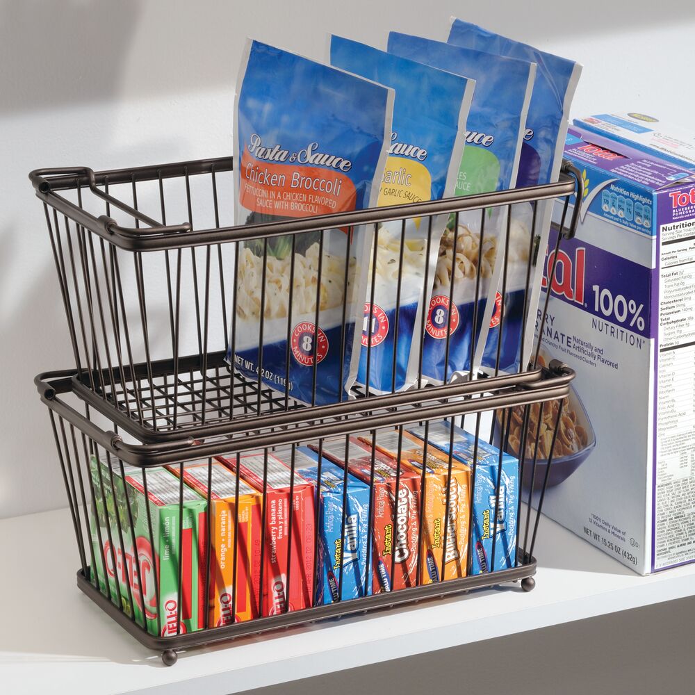 mDesign Stackable Metal Food Storage Basket with Handles, 6 Pack Michaels