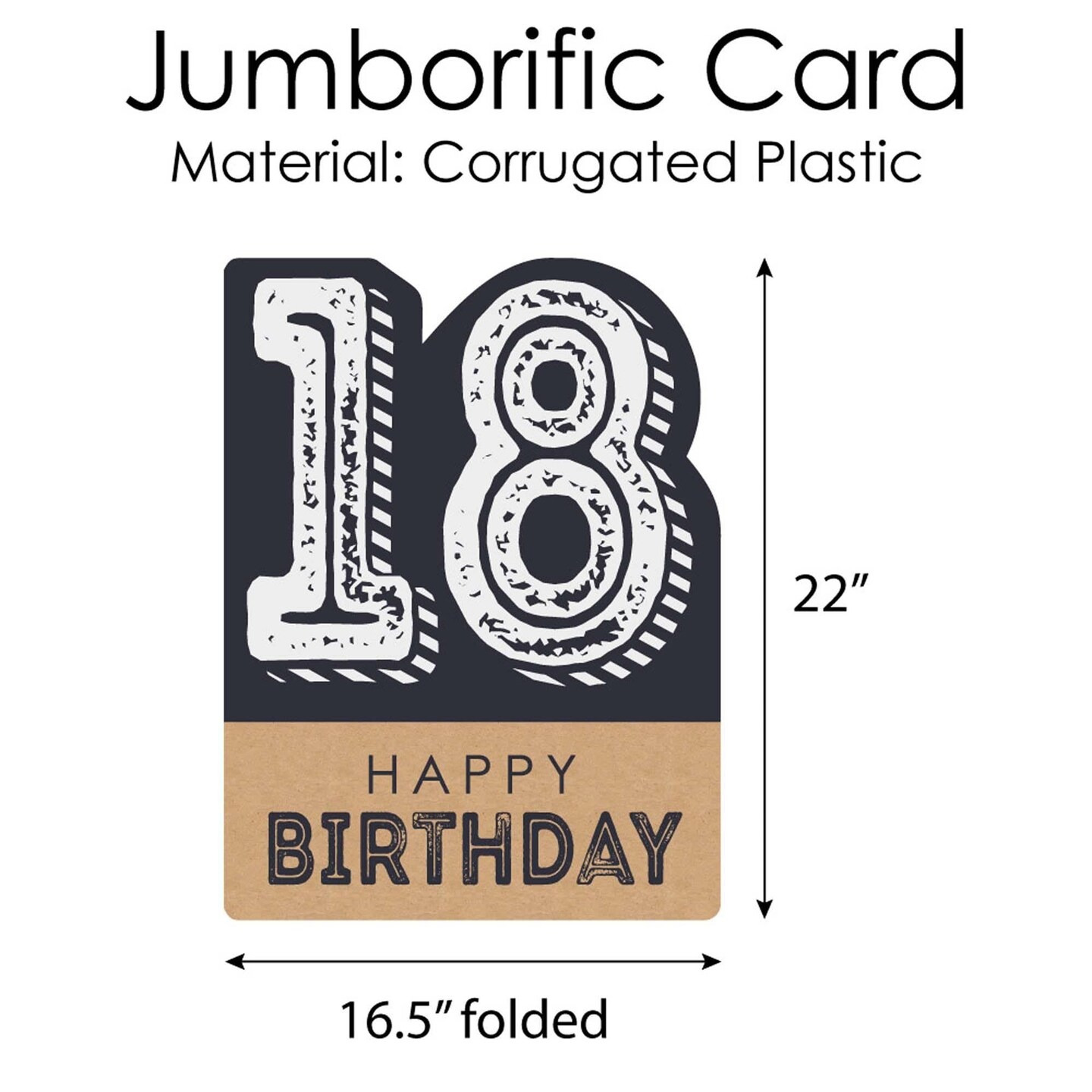 Big Dot of Happiness 18th Milestone Birthday - Happy Birthday Giant Greeting Card - Big Shaped Jumborific Card