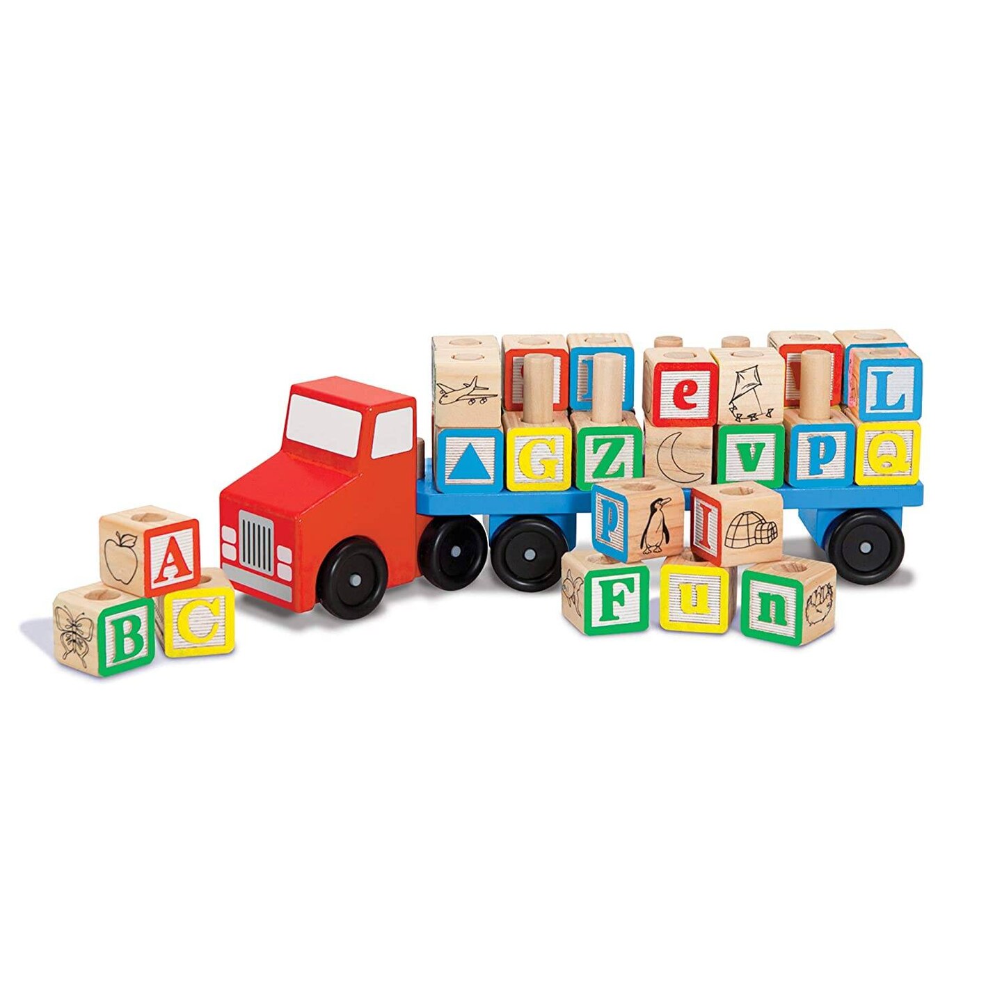 Melissa &#x26; Doug Colorful Wooden Alphabet Blocks Truck Educational Child Toy