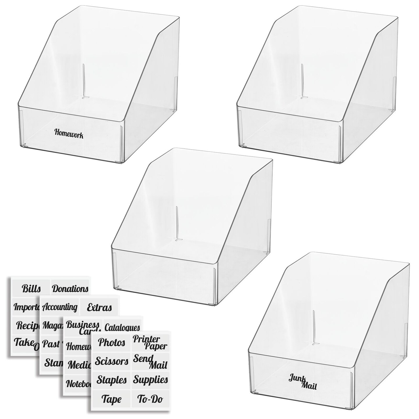 mDesign Plastic Storage Bin Container for Home Office, + 32 Labels