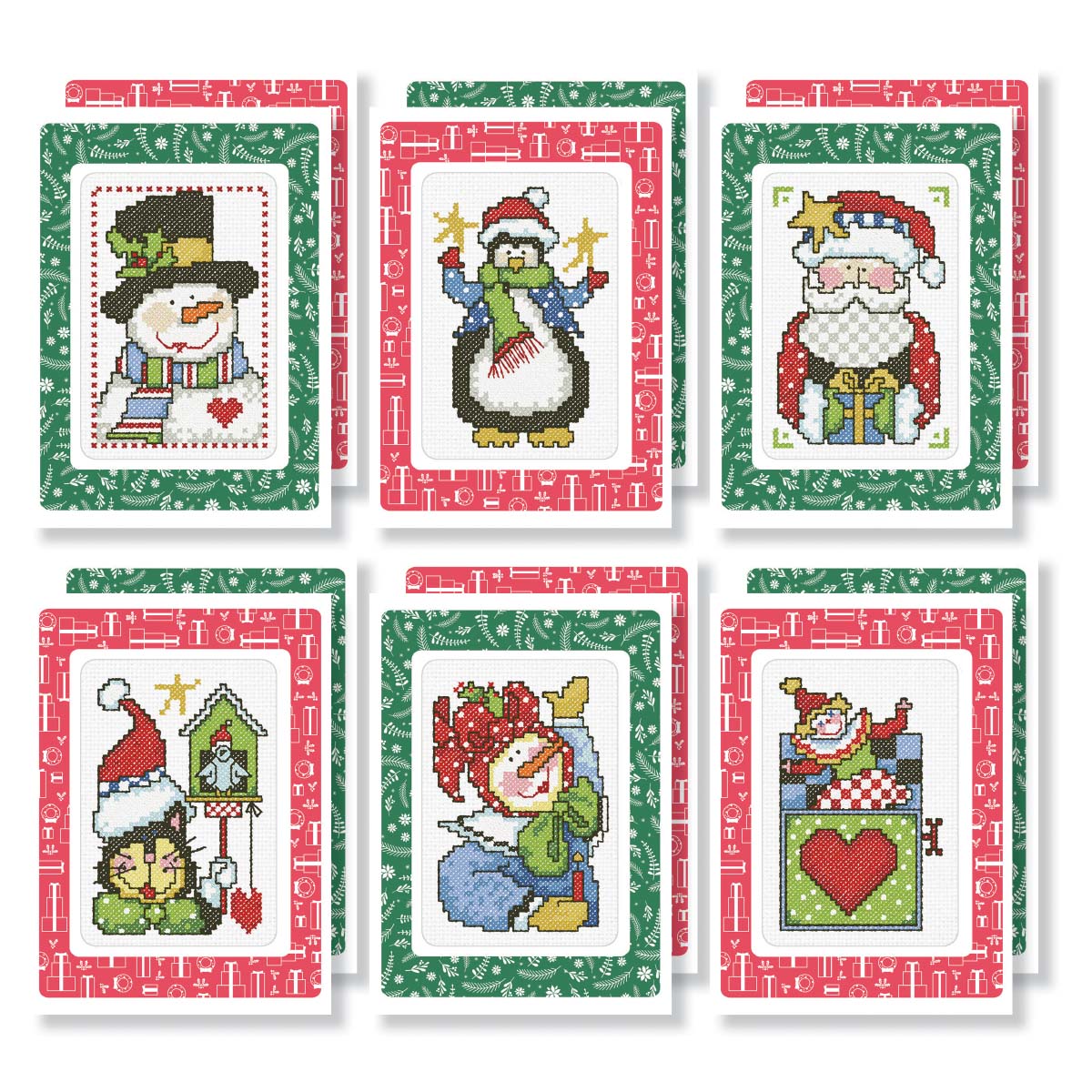 Herrschners Christmas Whimsy Greeting Cards Counted Cross-Stitch Kit ...