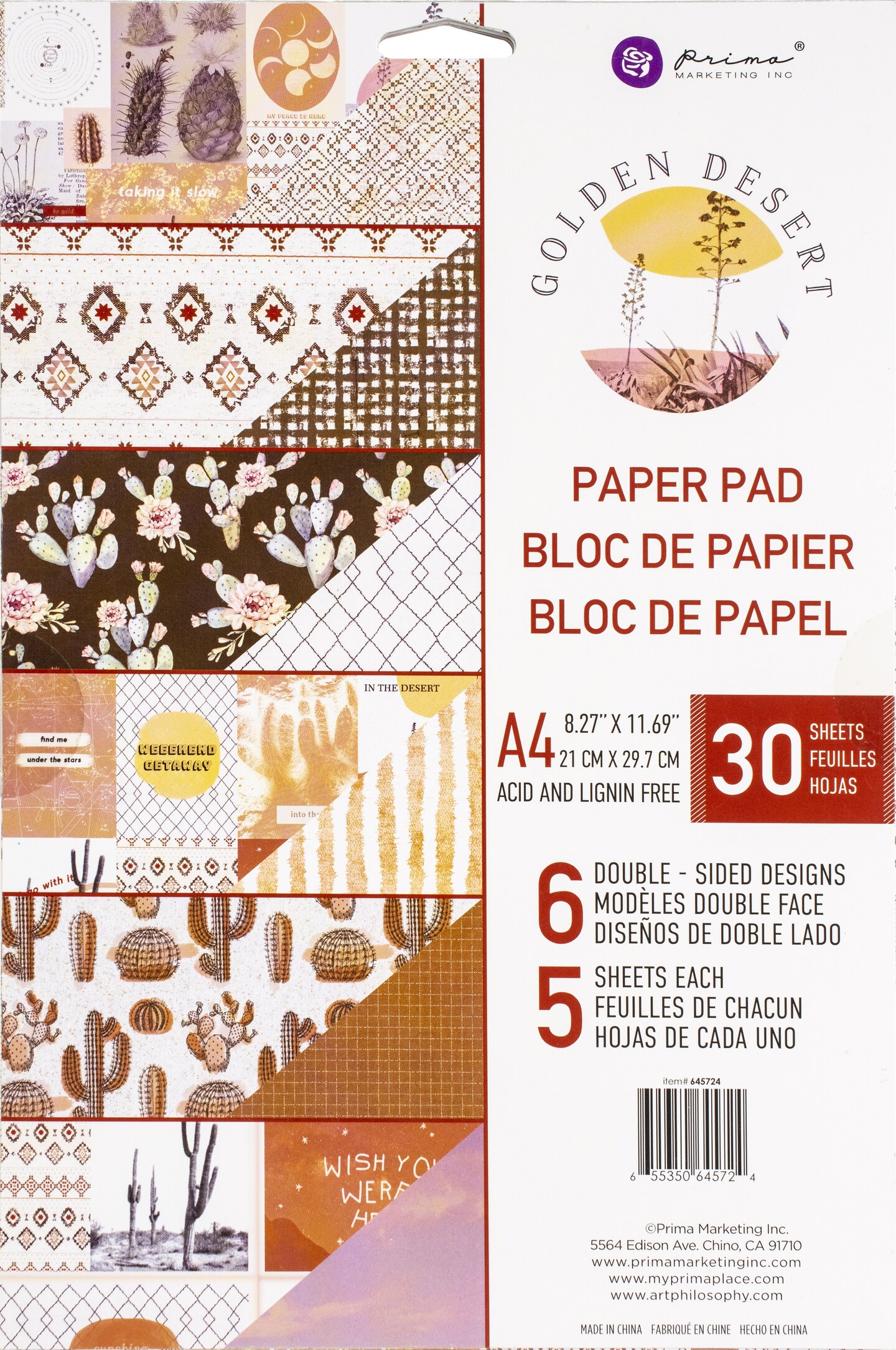 Prima Marketing Double-Sided Paper Pad A4 30/Pkg-Golden Desert