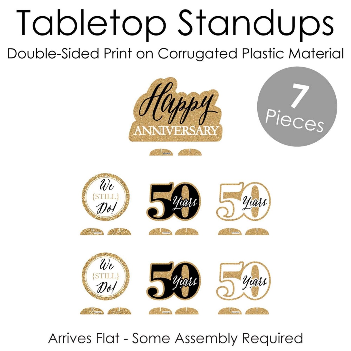 Big Dot of Happiness We Still Do - 50th Wedding Anniversary - Anniversary Party Centerpiece Table Decorations - Tabletop Standups - 7 Pieces