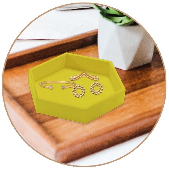 Wood Hexagon Mini Tray 3/Pkg