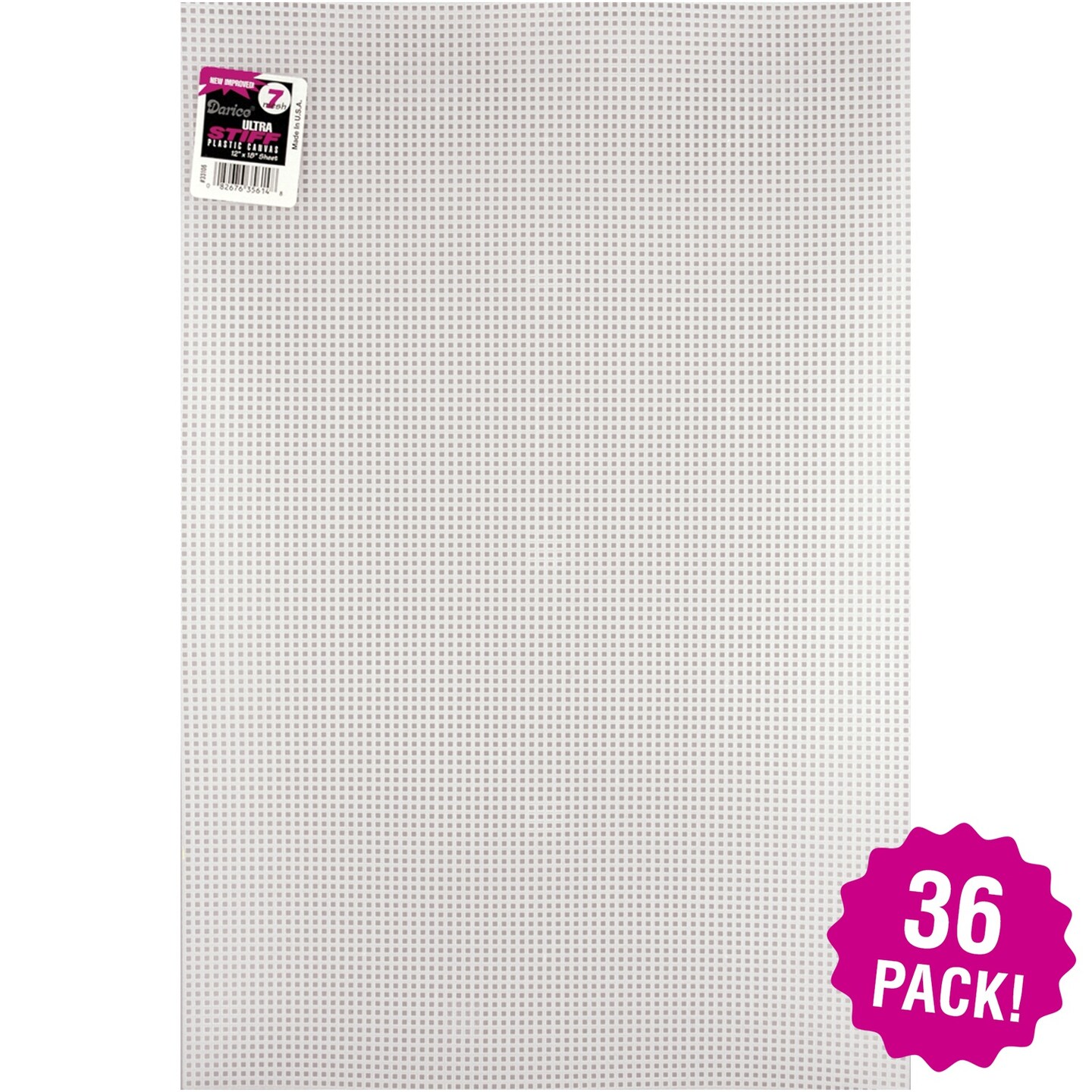 Multipack of 36 - Zehrco-Giancola Ultra Stiff 7-Count Plastic Canvas - Clear, 12" x 18" Sheets