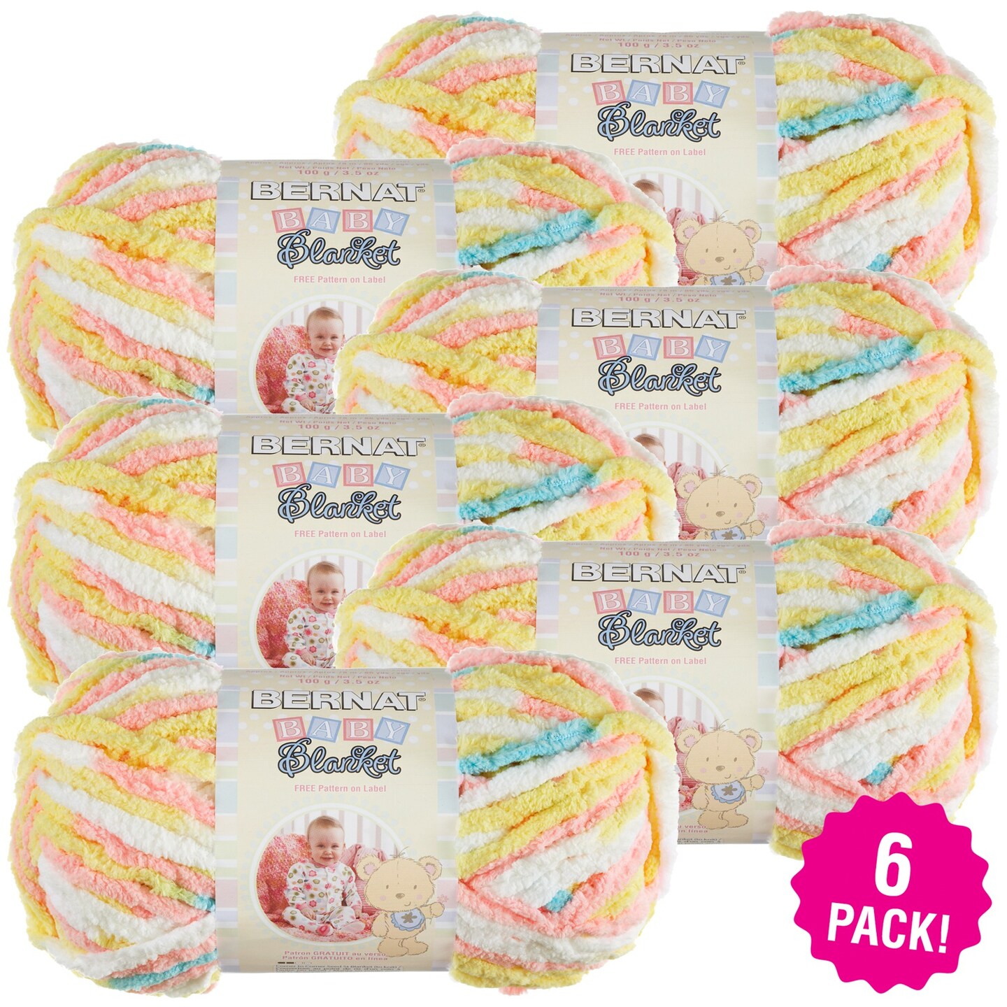 Multipack of 6 - Bernat Baby Blanket Yarn-Pitter Patter