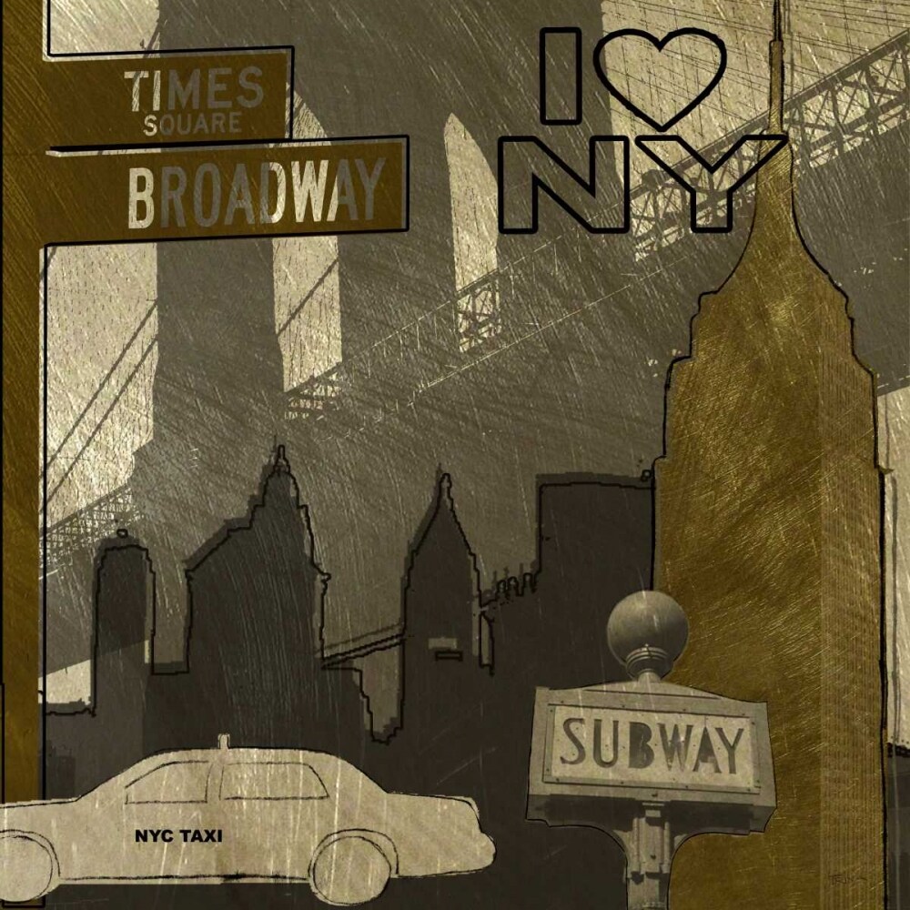 I Love NY In Gray Poster Print by Katrina Craven - Item # VARPDX14318