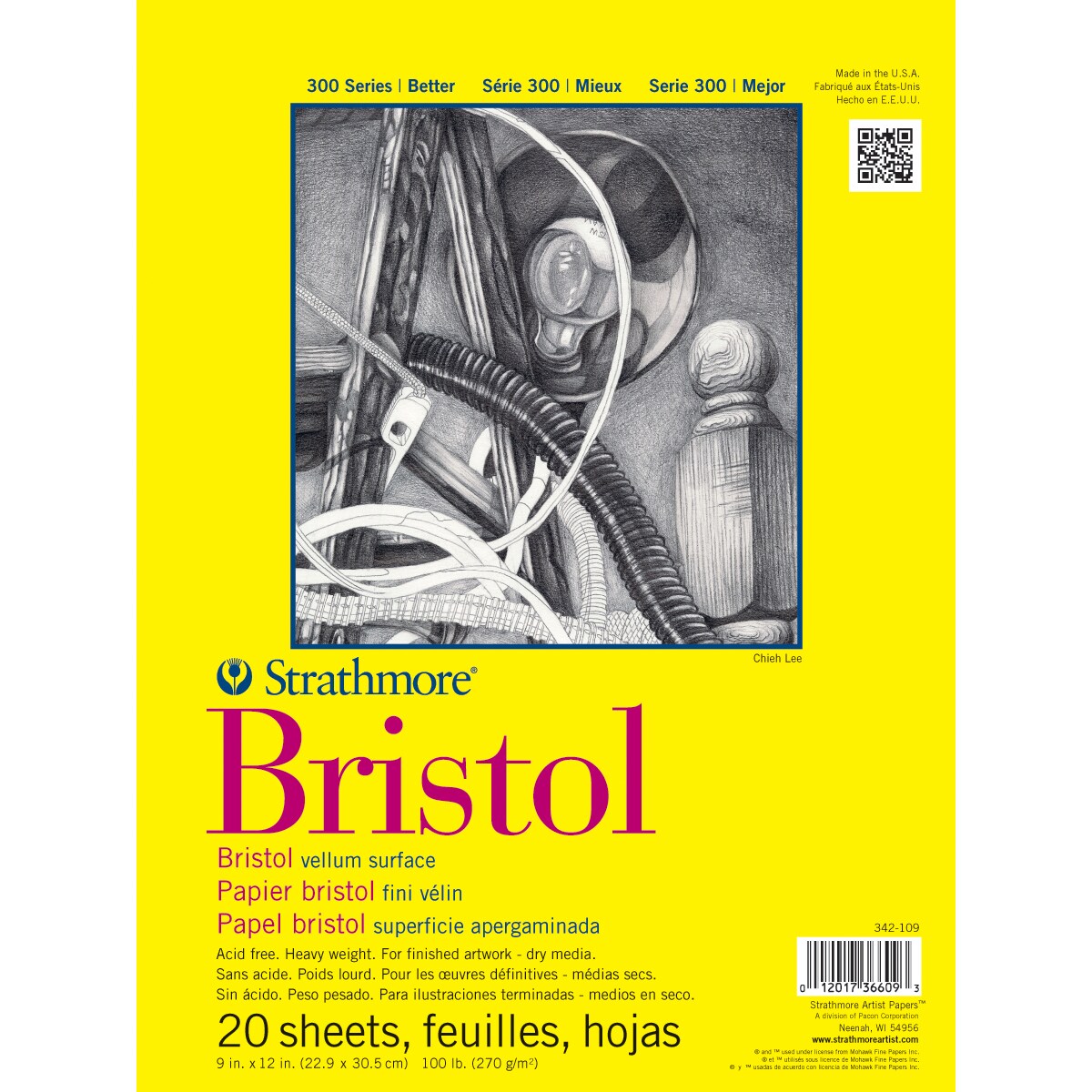 Strathmore Bristol Vellum Paper Pad 9&#x22;X12&#x22;-20 Sheets