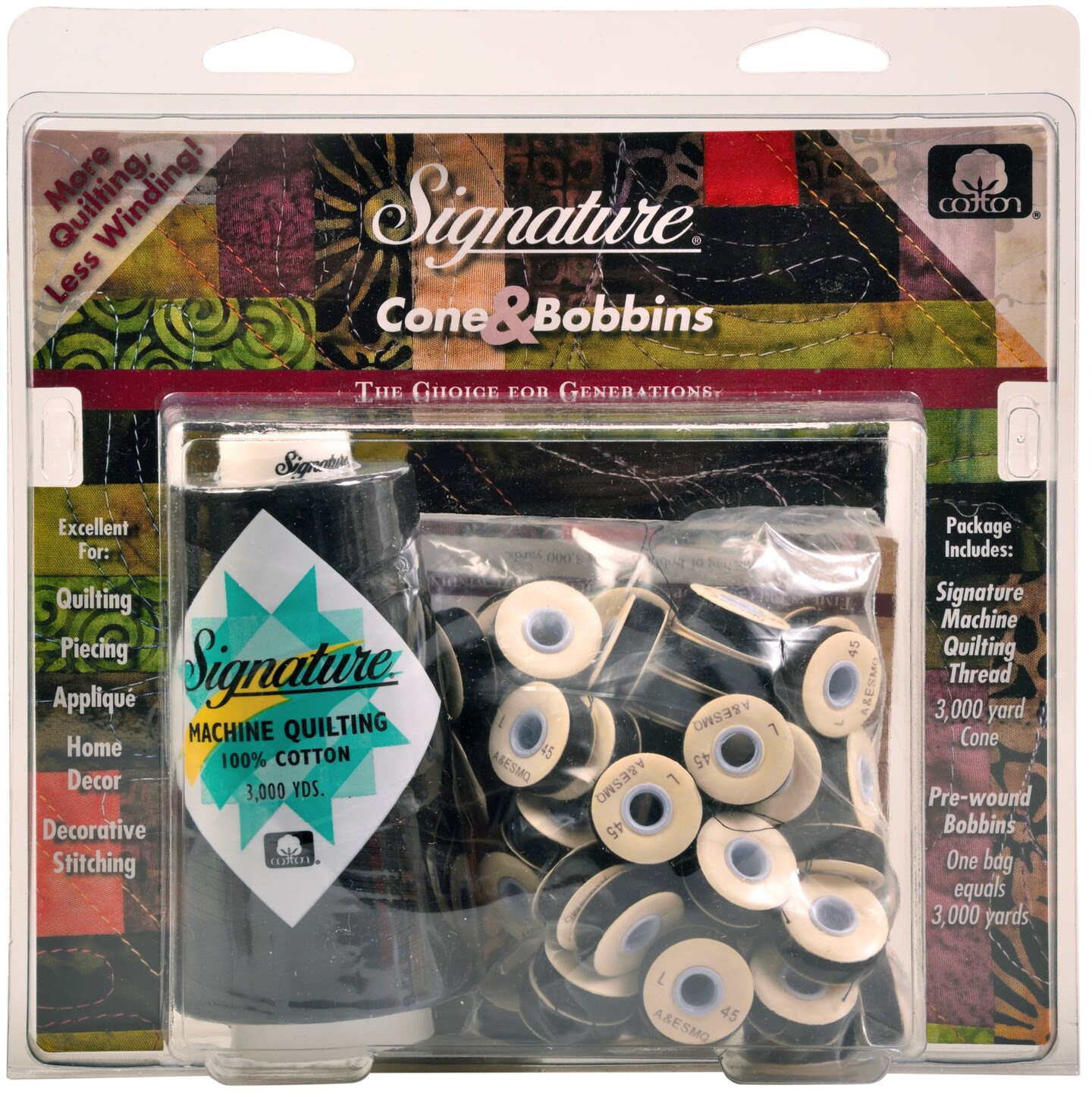 Signature Machine Quilting Cone &#x26; L Style Bobbin Pack-Black
