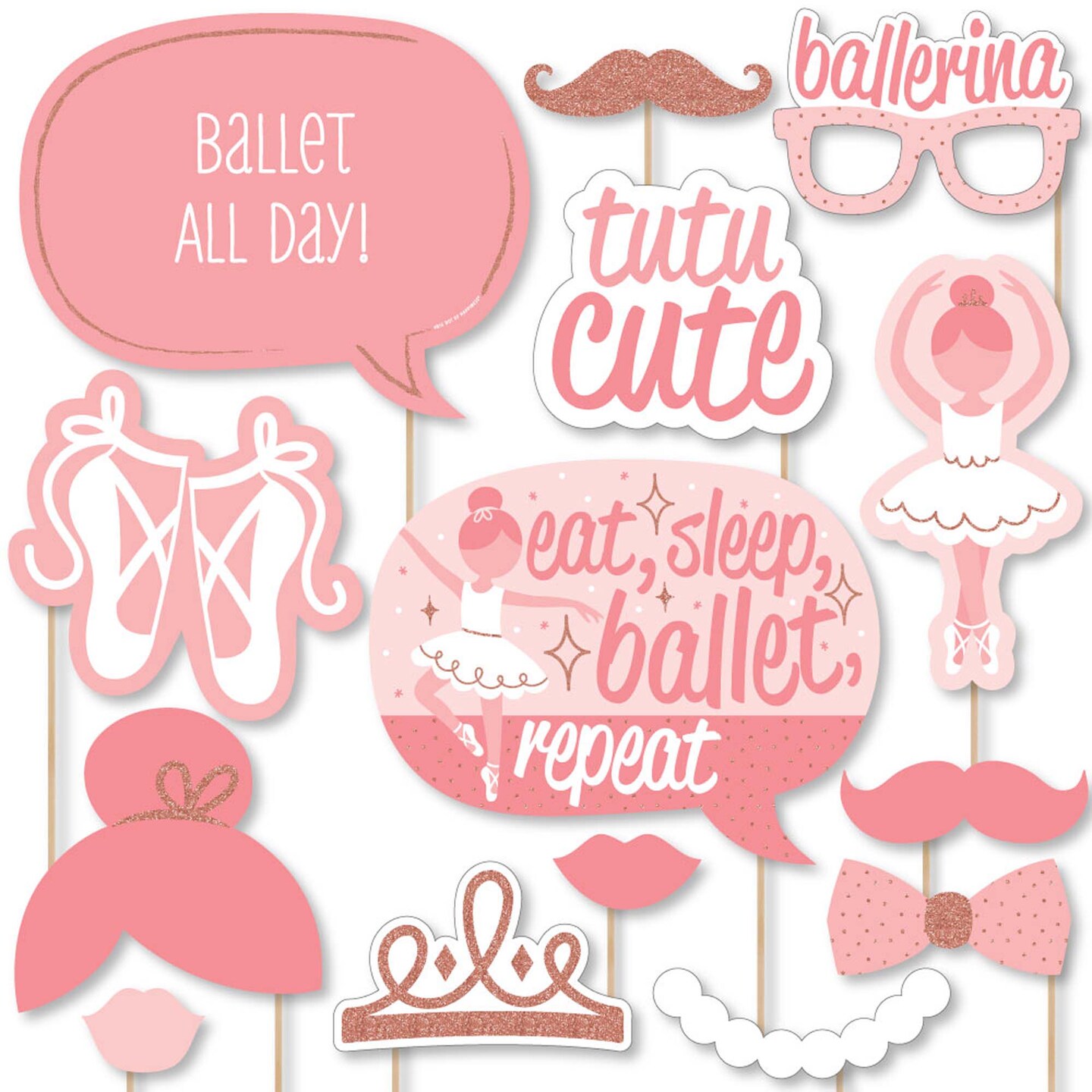 Big Dot of Happiness Tutu Cute Ballerina - Ballet Birthday Party or Baby Shower Photo Booth Props Kit - 20 Count