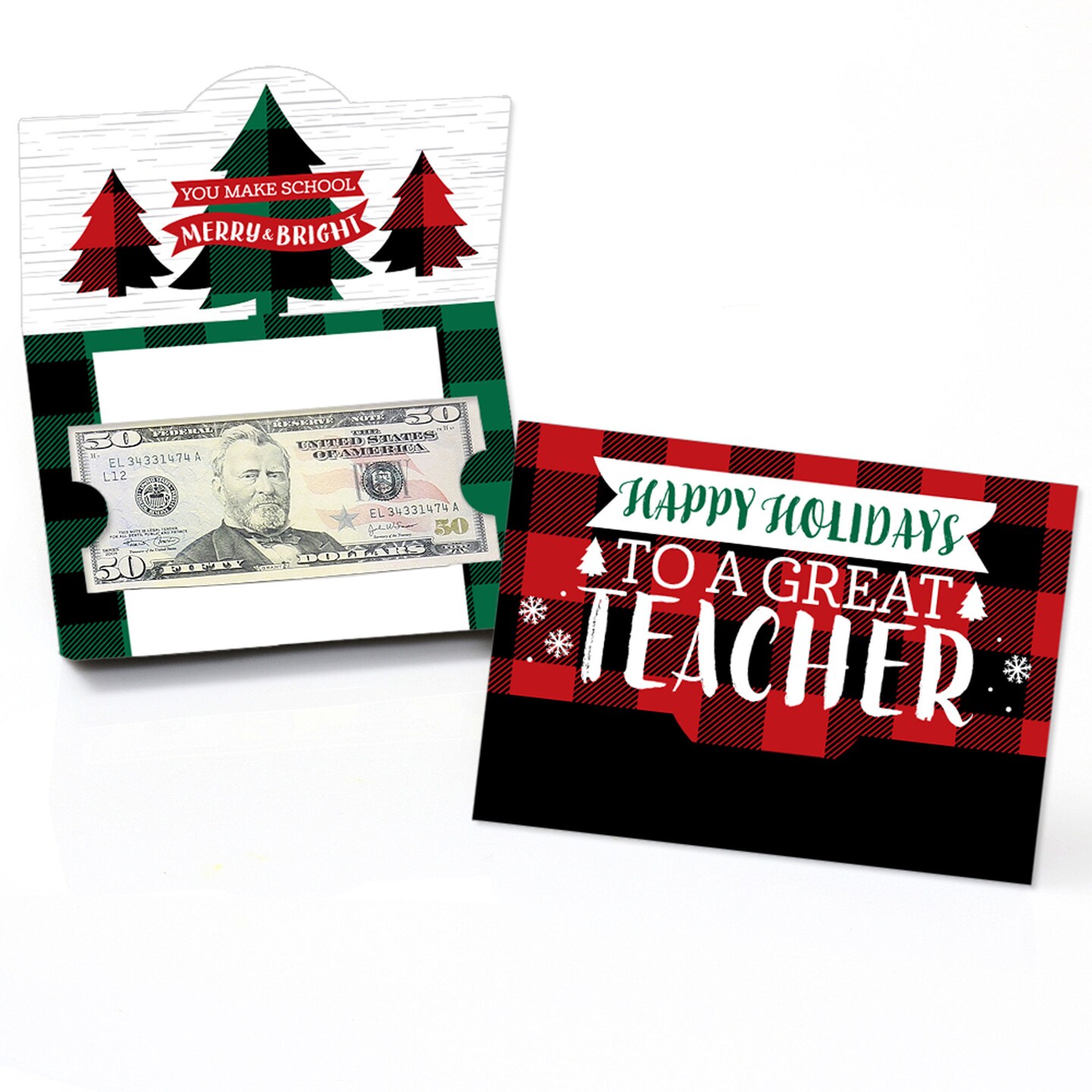 Big Dot of Happiness Plaid Teacher Appreciation Holiday and Christmas