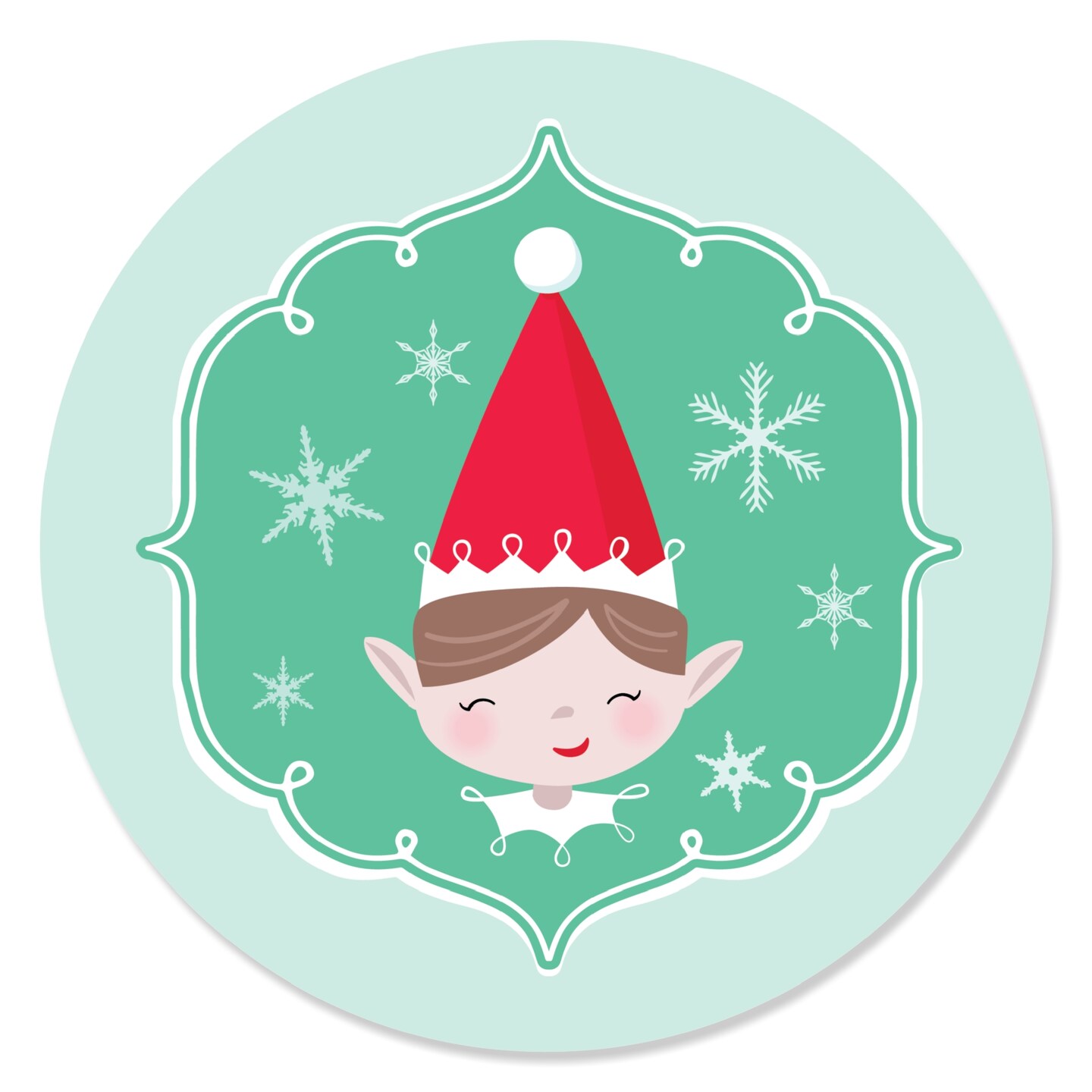 Big Dot of Happiness Elf Squad - Kids Elf Christmas and Birthday Party Circle Sticker Labels - 24 Count