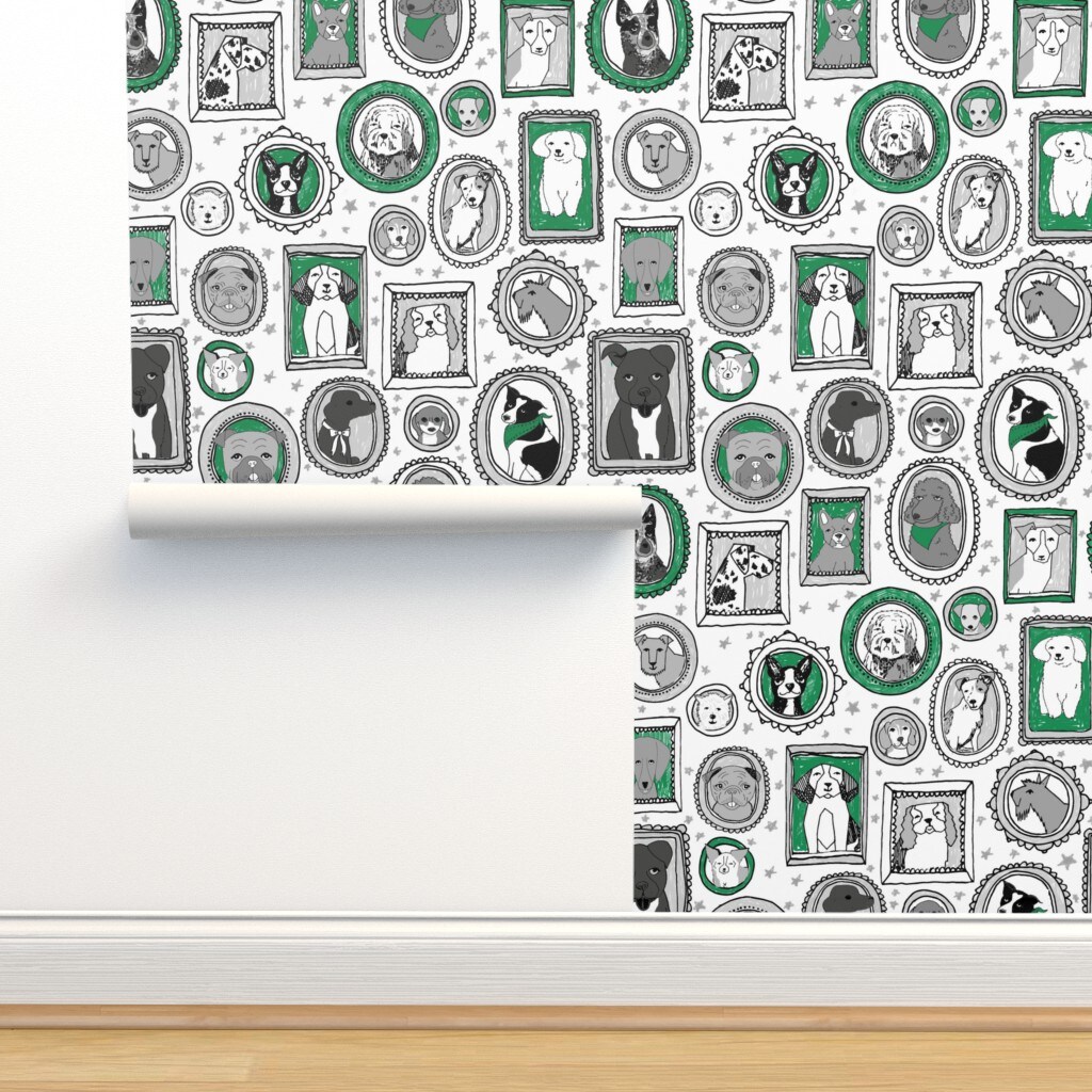 Dog Portraits Extra Large Cute Dog Breeds Puppy Pet Lover Dog Mom Custom Pre-pasted Wallpaper by Spoonflower Pre-Pasted Wallpaper 2FT Wide