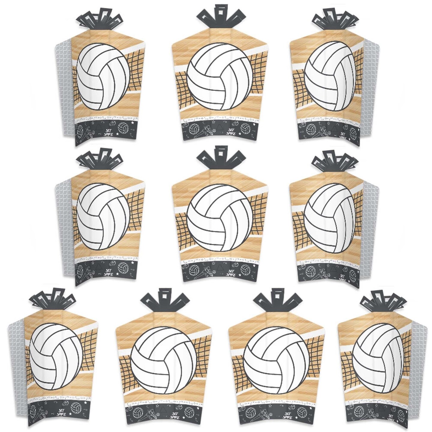 Big Dot of Happiness Bump, Set, Spike - Volleyball - Table Decorations - Baby Shower or Birthday Party Fold and Flare Centerpieces - 10 Count