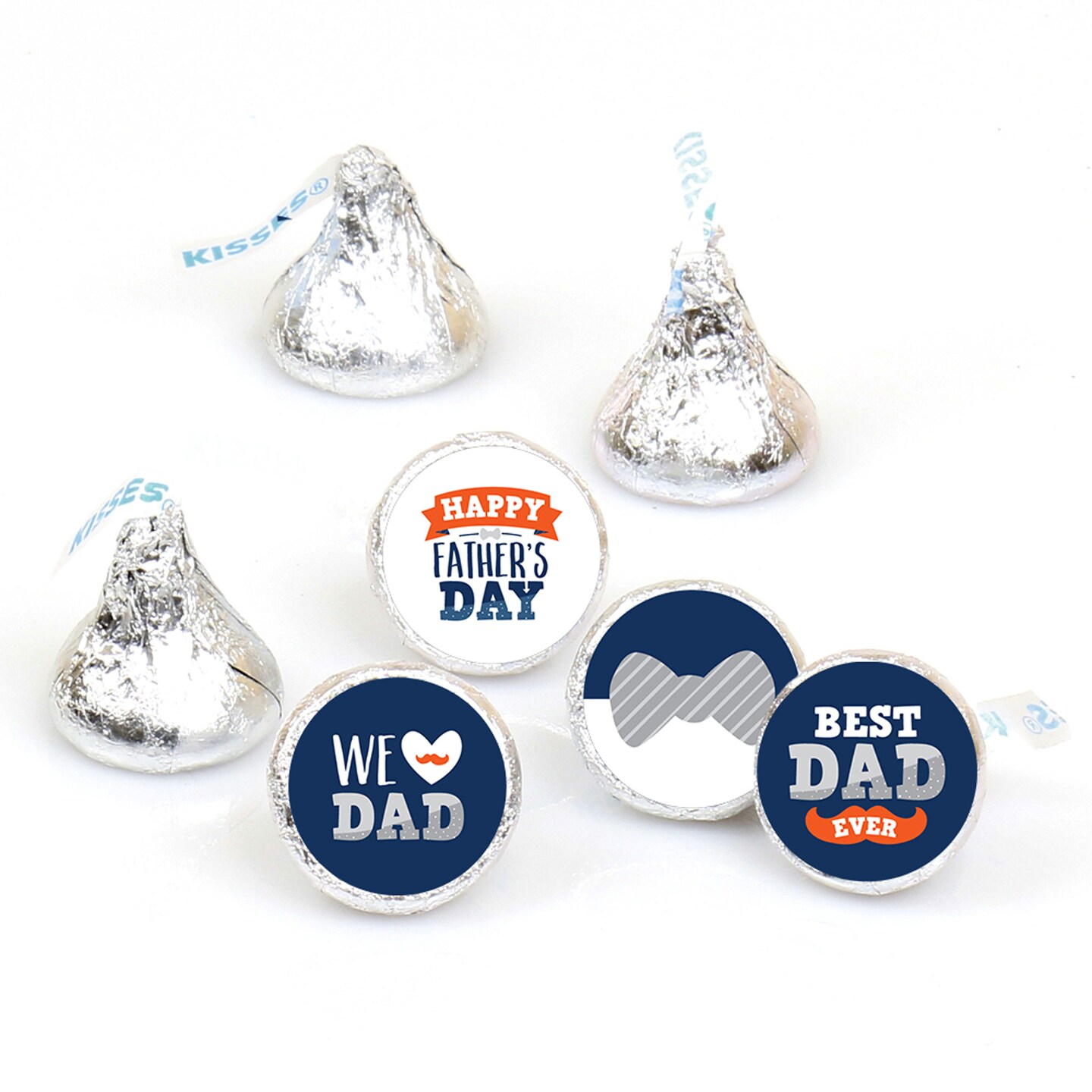 Big Dot of Happiness Happy Father&#x27;s Day - We Love Dad Party Round Candy Sticker Favors - Labels Fits Chocolate Candy (1 sheet of 108)